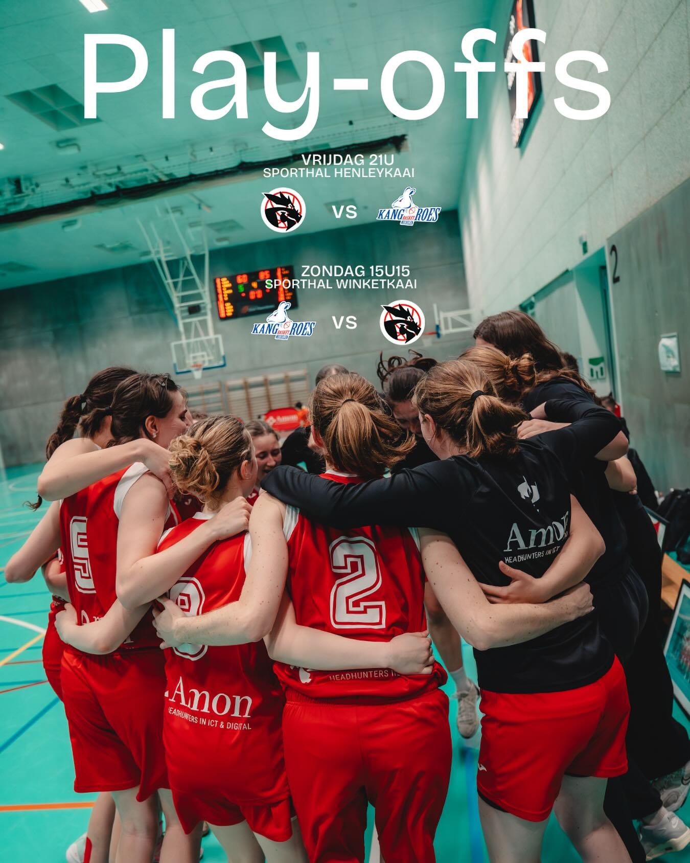 WE DID IT 💥

Onze dames A hebben zich afgelopen weekend geplaatst voor de play-offs! Voor de kwartfinale komen ze uit tegen leider Kangoeroes Mechelen. Een zeer moeilijke opdracht, dus alle steun is meer dan welkom! Tot vrijdag! ❤️🤍