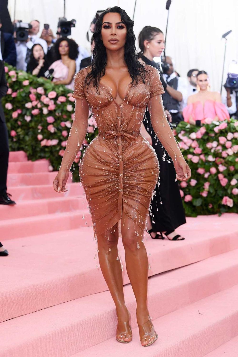 Kim Kardashian wearing custom Manfred Thierry Mugler.  GETTY IMAGES