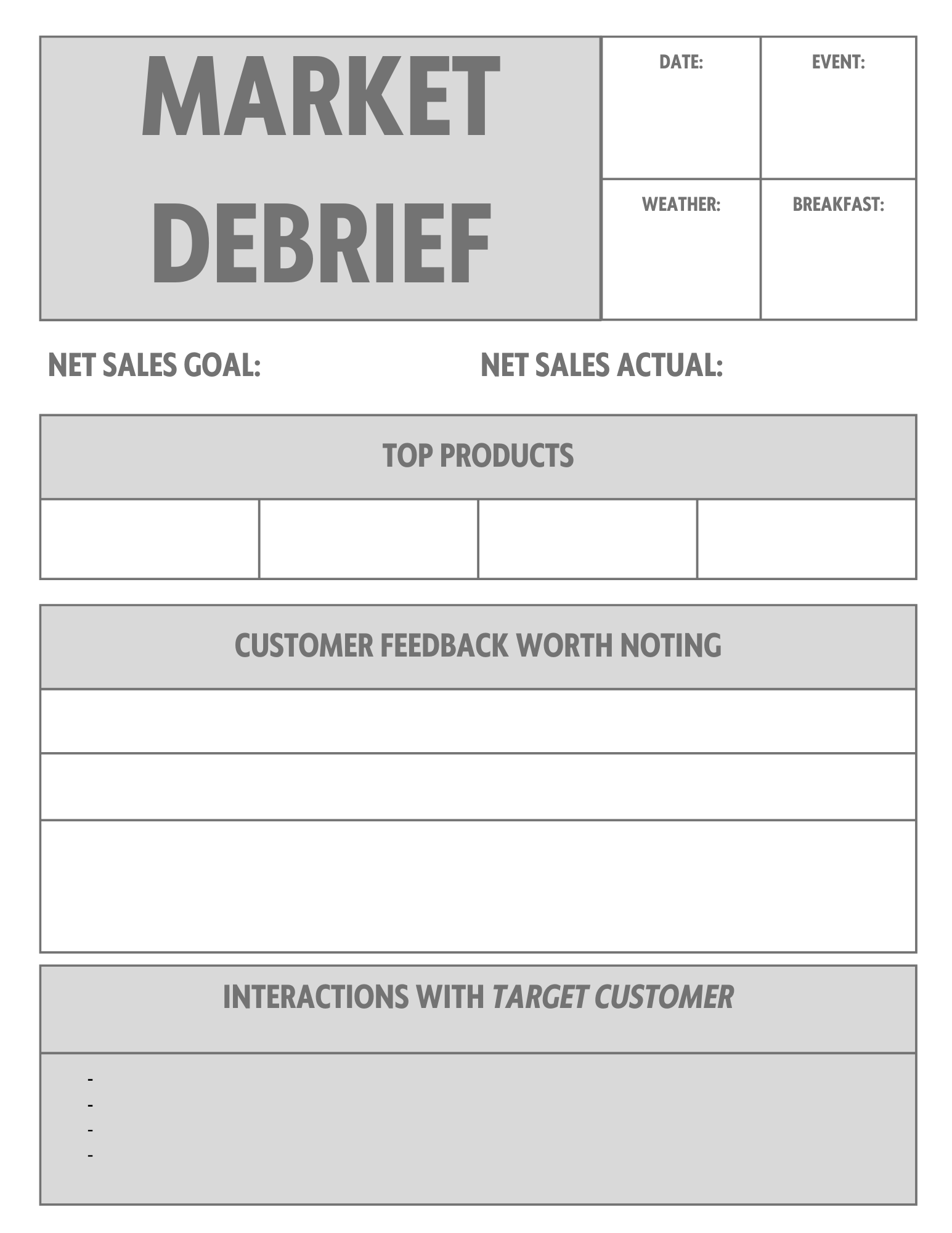 Free Pop-Up Market Printable