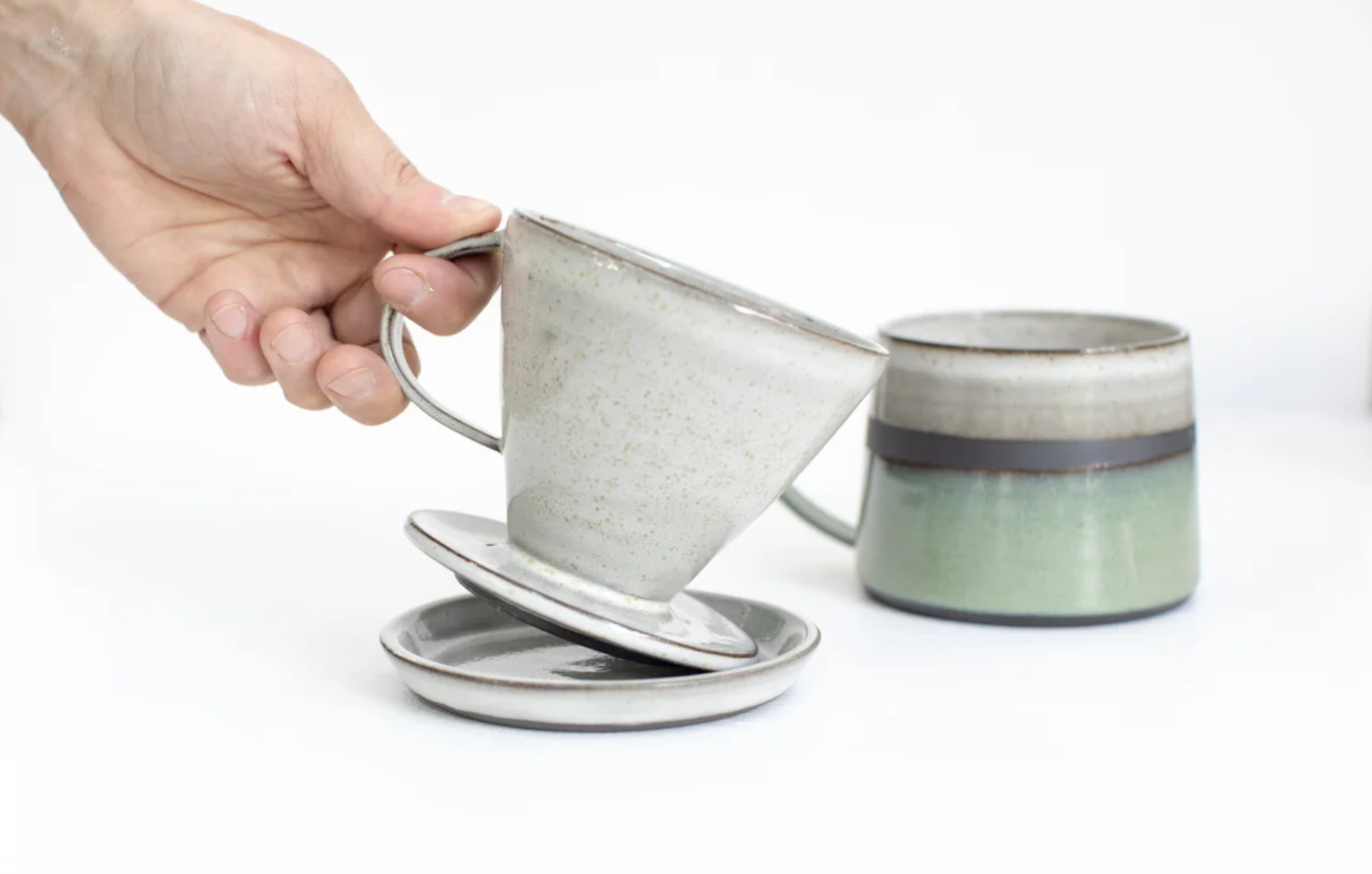 Teal handmade ceramic coffee dripper