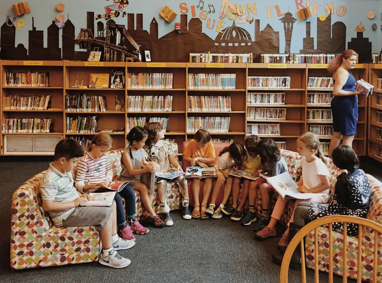 Elementary children at the Tompkins Square library
