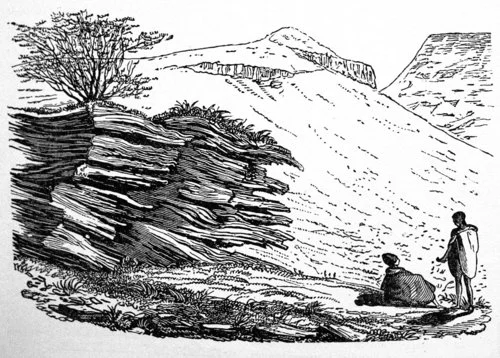 "Rocks in the Asbestos Mountains" by JW Burchell (1781-1863), https://en.wikipedia.org/wiki/Asbestos_Mountains