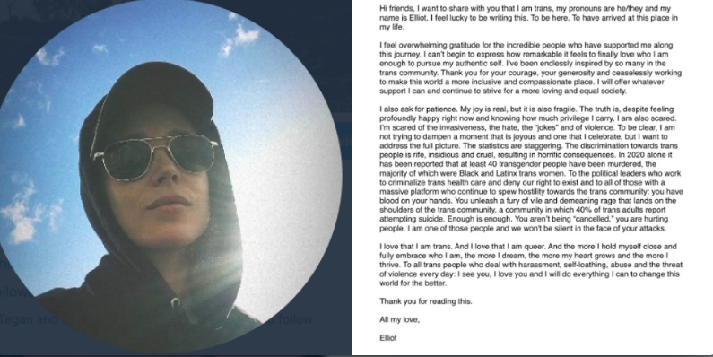 Actor Elliot Page Comes Out As Trans In Heartfelt Public Letter