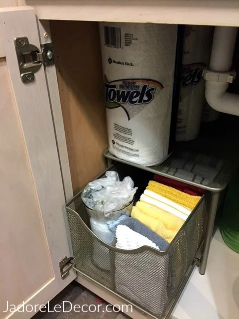 How to Organize Under the Kitchen Sink | Whole House Organization Challenge | www.JadoreLeDecor.com | Small space organization