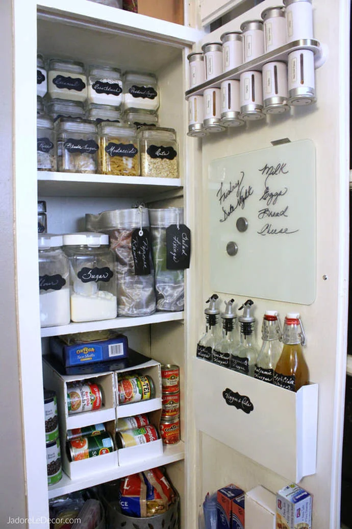 www.JadoreLeDecor.com | Unconventional solutions that address common pesky problems in a small kitchen. | Small Kitchen | Small Pantry