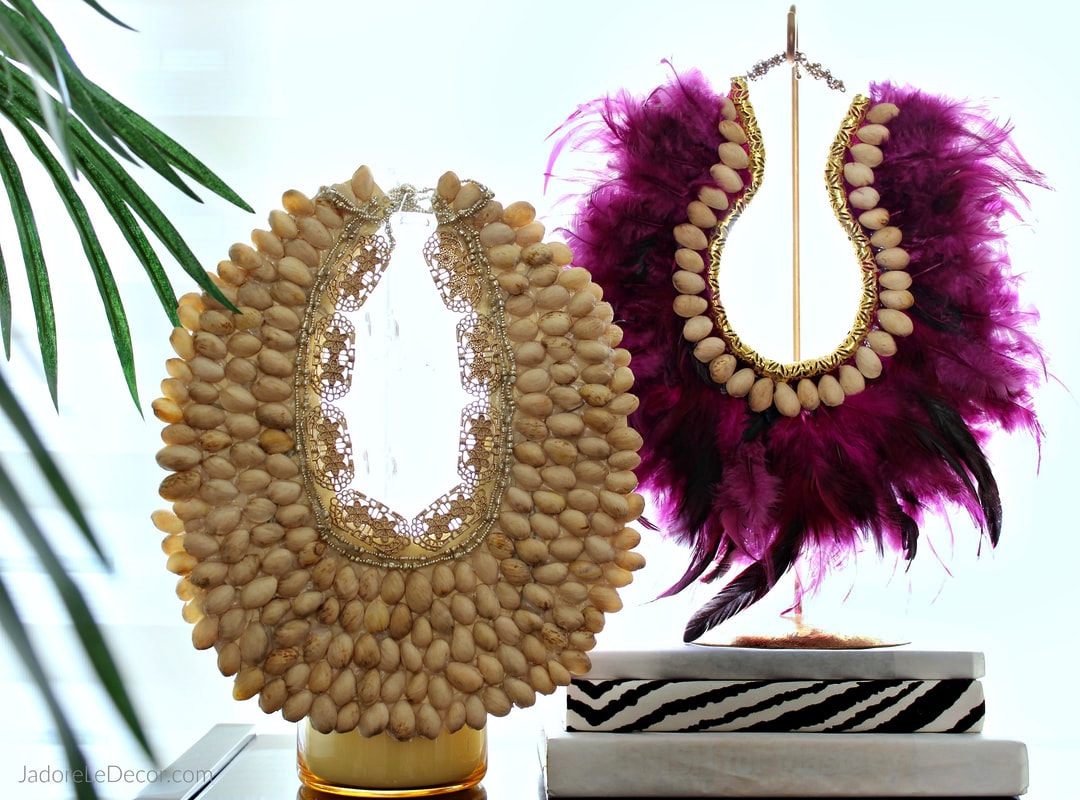 Details about   Necklace shell/wood beads/rope on stand jewellery decor tribal decorative 