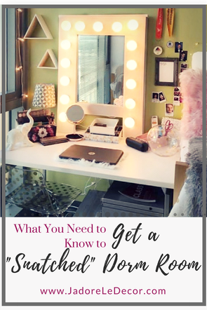 www.JadoreLeDecor.com | A real life example of how one family teamed up to help their student create a dorm room that is totally #snatched (that means cool). #dormlife | Small space living | College Dorms