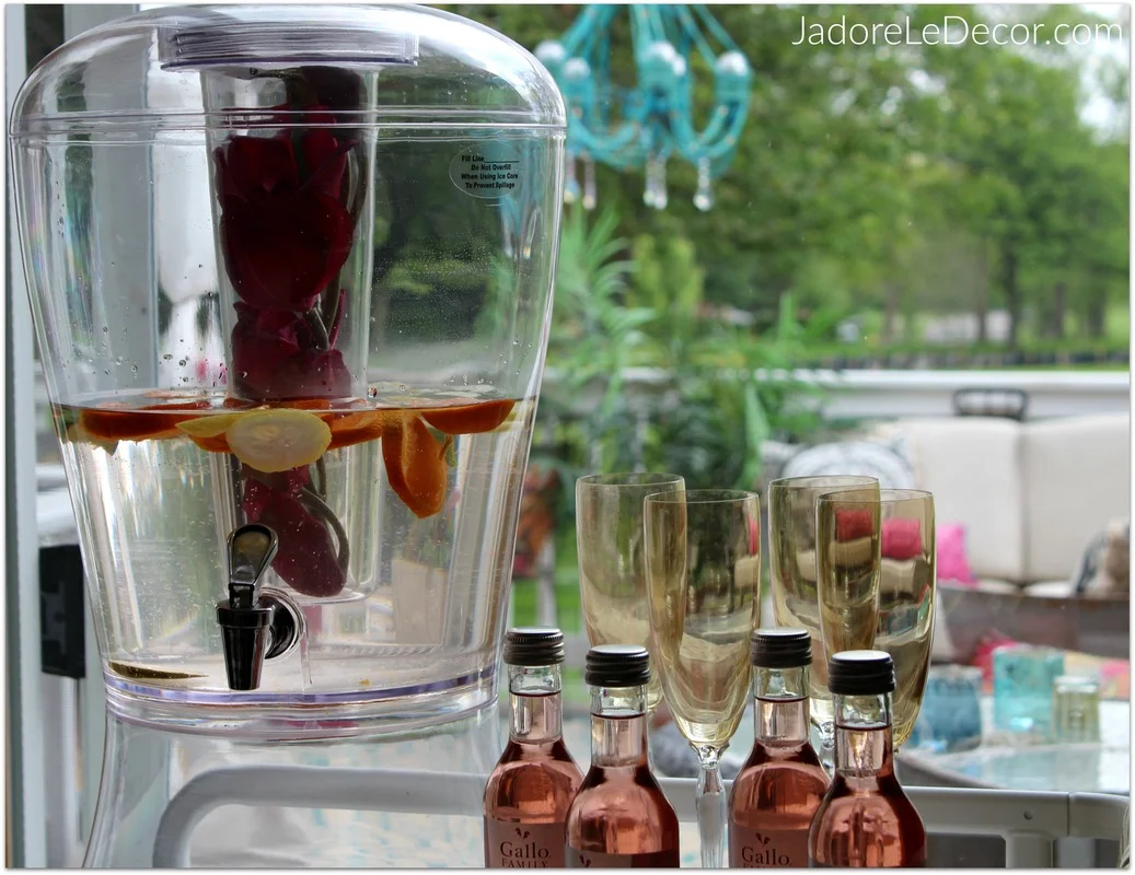 www.JadoreLeDecor.com | simple, small bar cart styling for a ladies' night in. | Bar Cart Styling