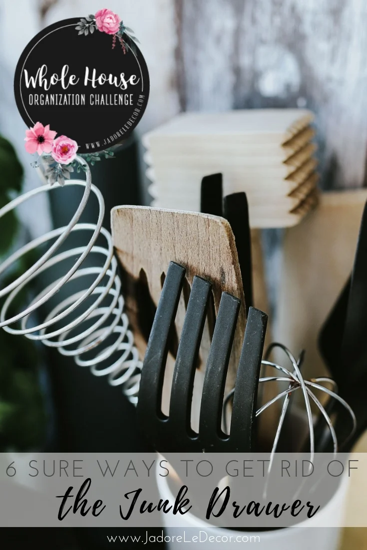 www.jadoreledecor.com | If you’re sick of rummaging through junkie drawers try this. | Kitchen drawer organization | Whole House Organization Challenge
