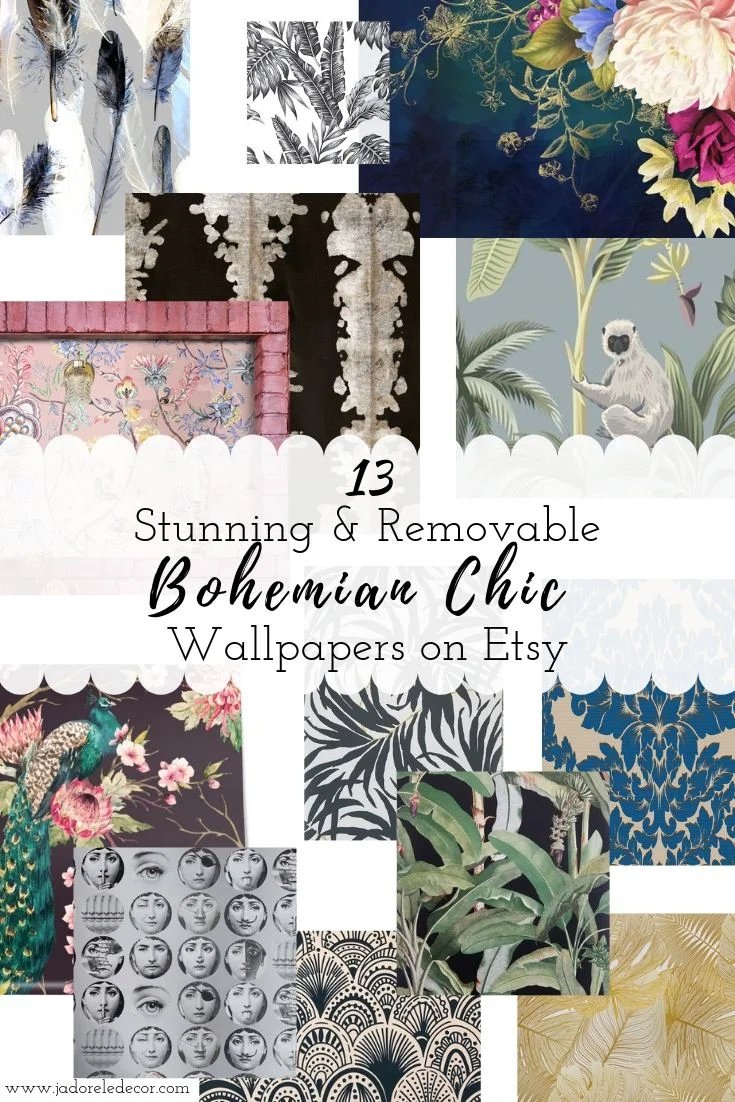 www.jadoreledecor.com/blog/13-stunning-removable-wallpapers-that-seize-boho-beautifully | Removable wallpaper is an affordable decorative solution for tired walls. Here’s where to find the best selection for bohemian-inspired spaces. | Solutions for decorating a rental | Small space decorating | Small Space LivingHome Decor #globalbohemianchic #smallspaceliving #makeover #bohoglam