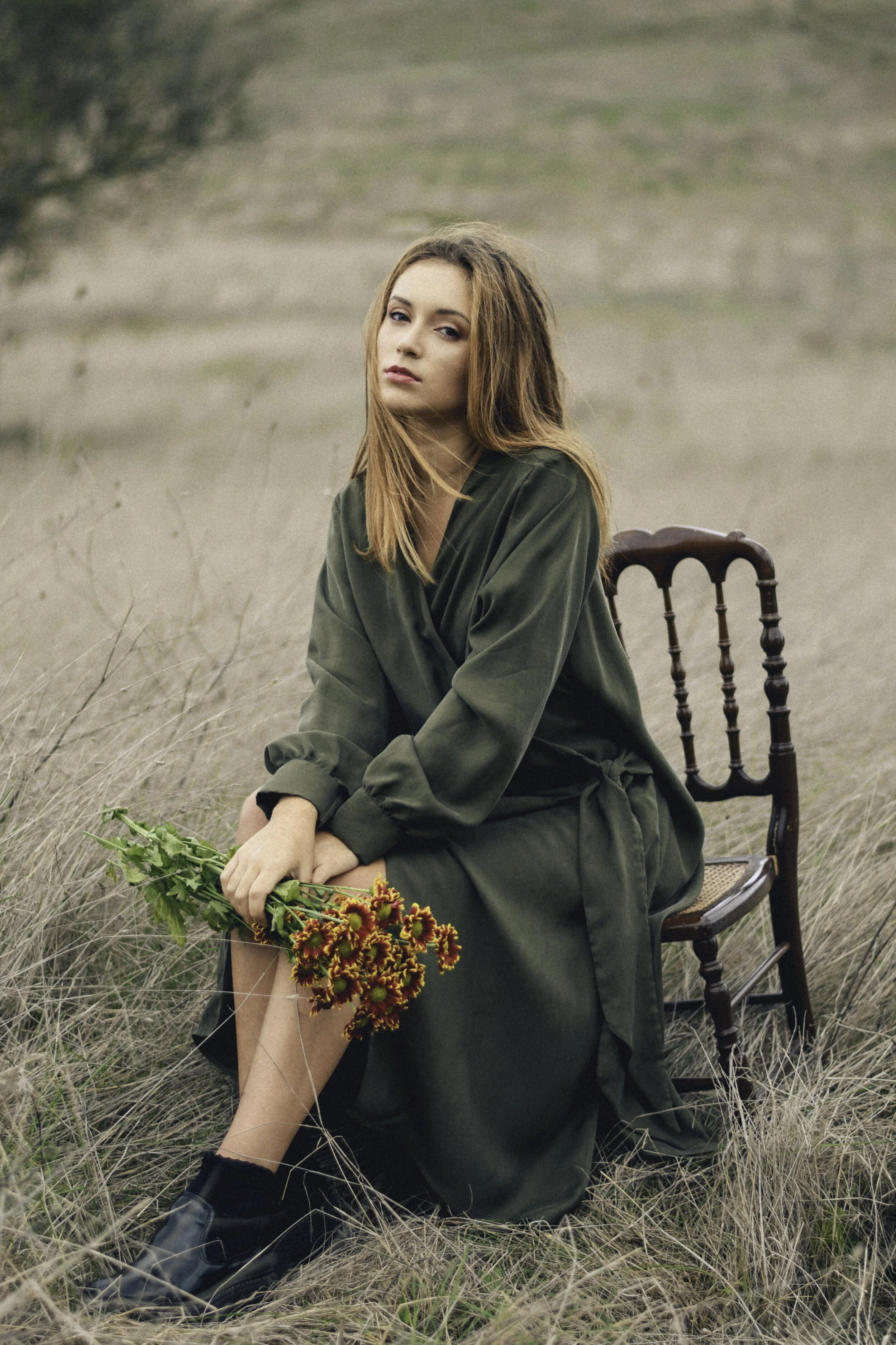 Carmen Wrap Dress in Olive