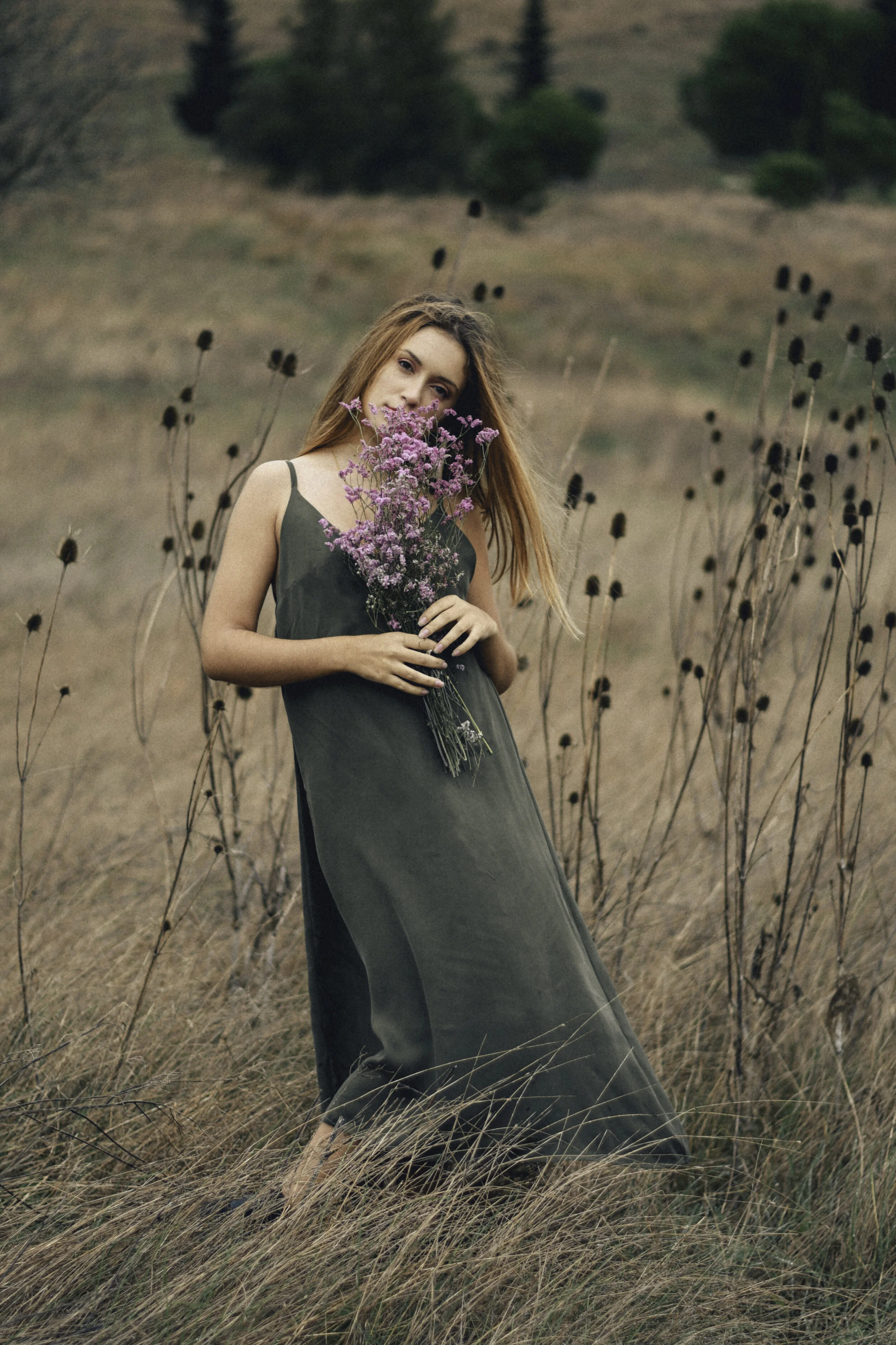 Patricia Slip Dress in Olive