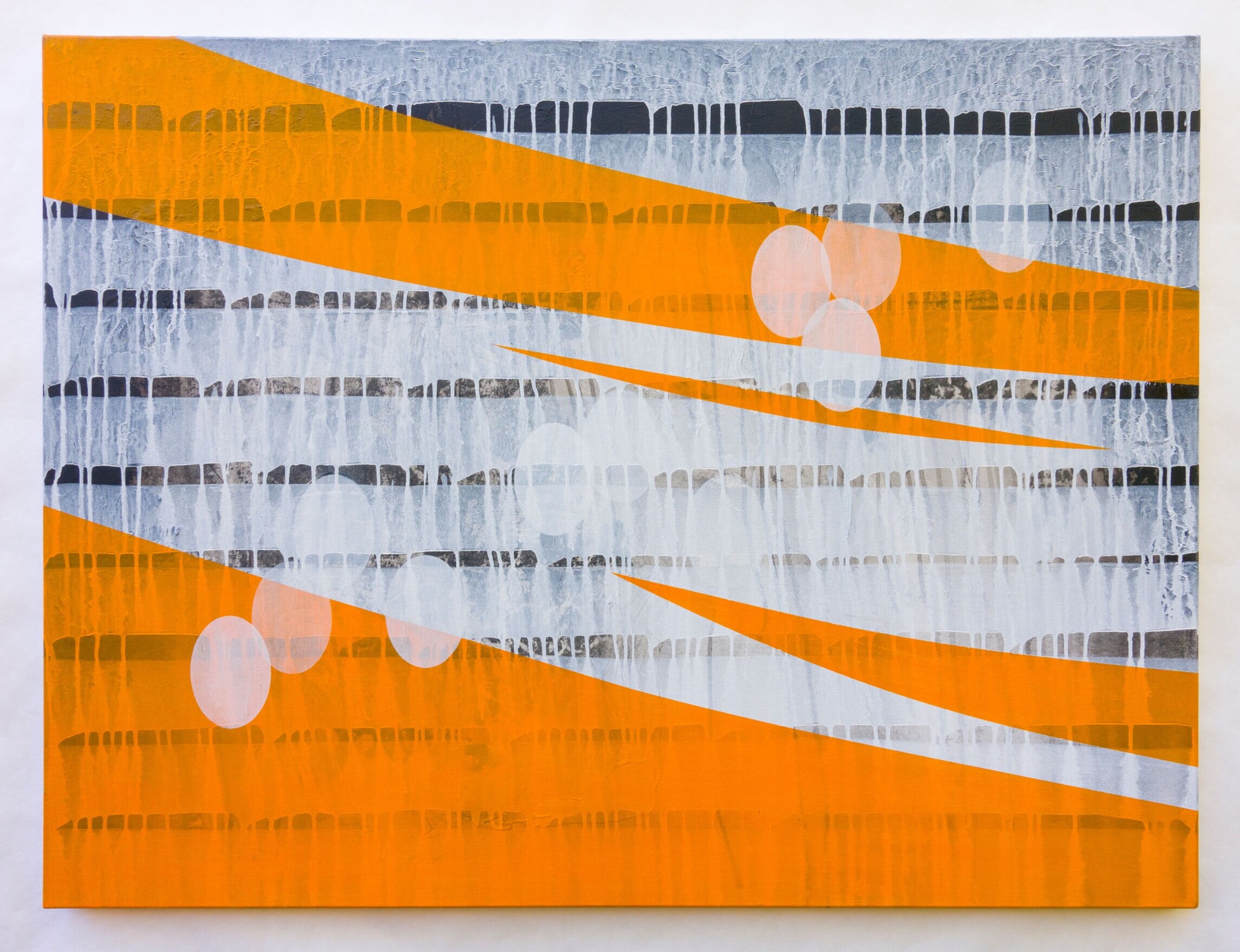 orange, black, white abstract painting by Veda B Kaya entitled Primordial