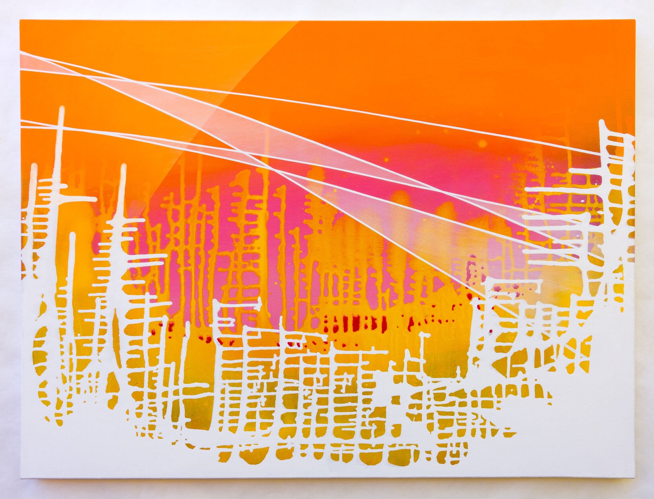 orange, pink, white abstract painting by Veda B Kaya entitled Heat in LA