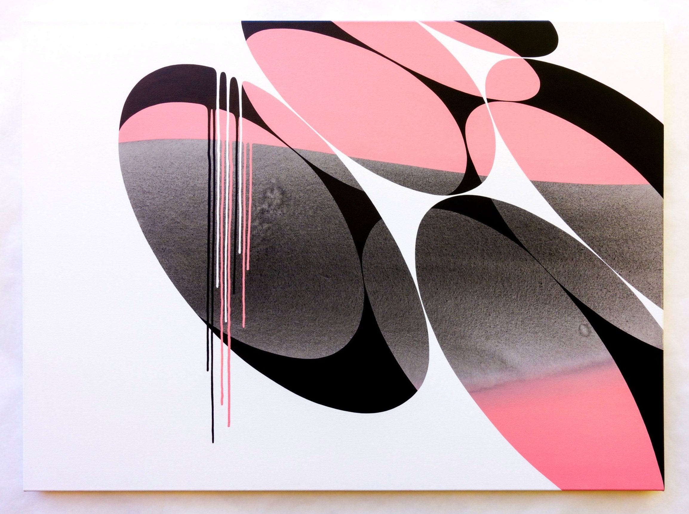 pink, grey, black abstract painting by Veda B Kaya entitled Invocation