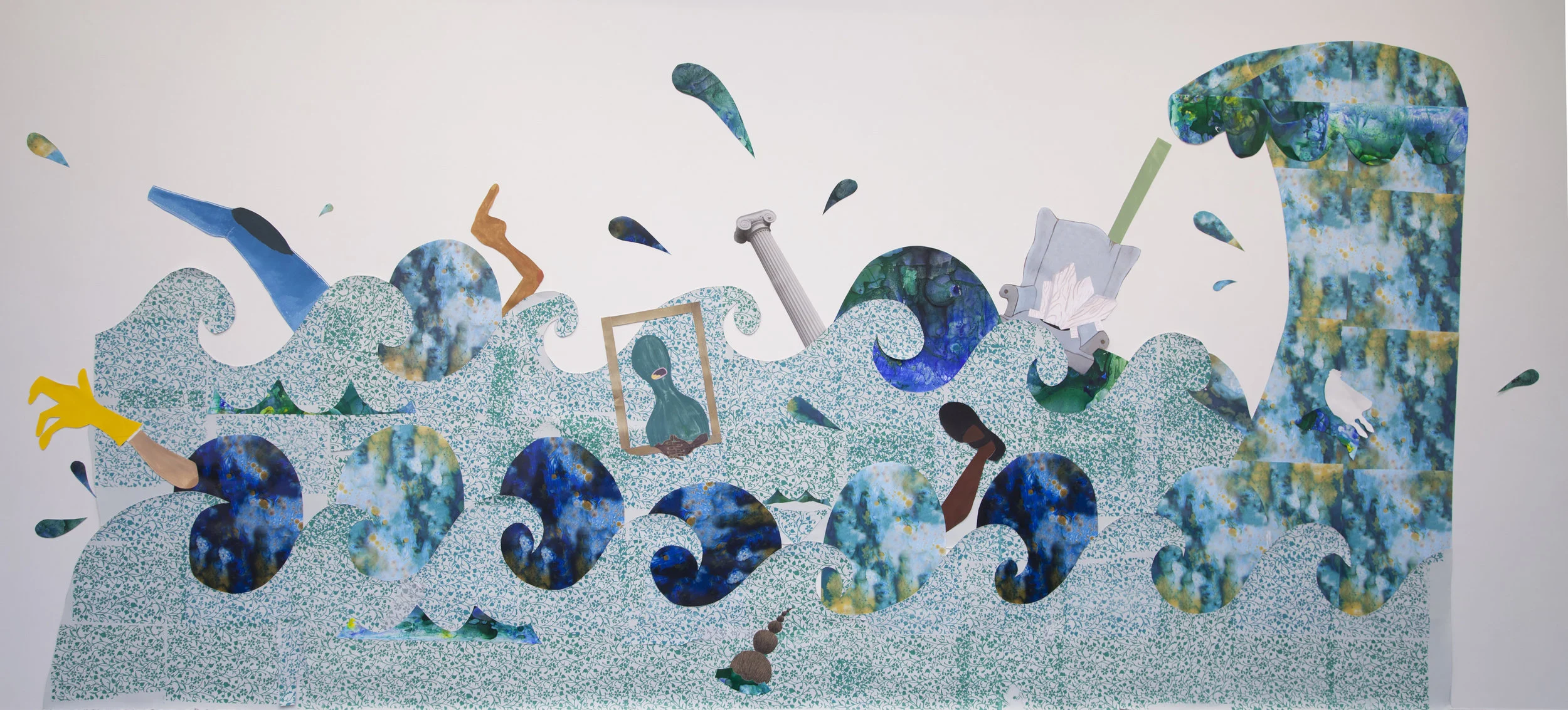 The Deluge 132 x 180 in mixed media collage installation 2015