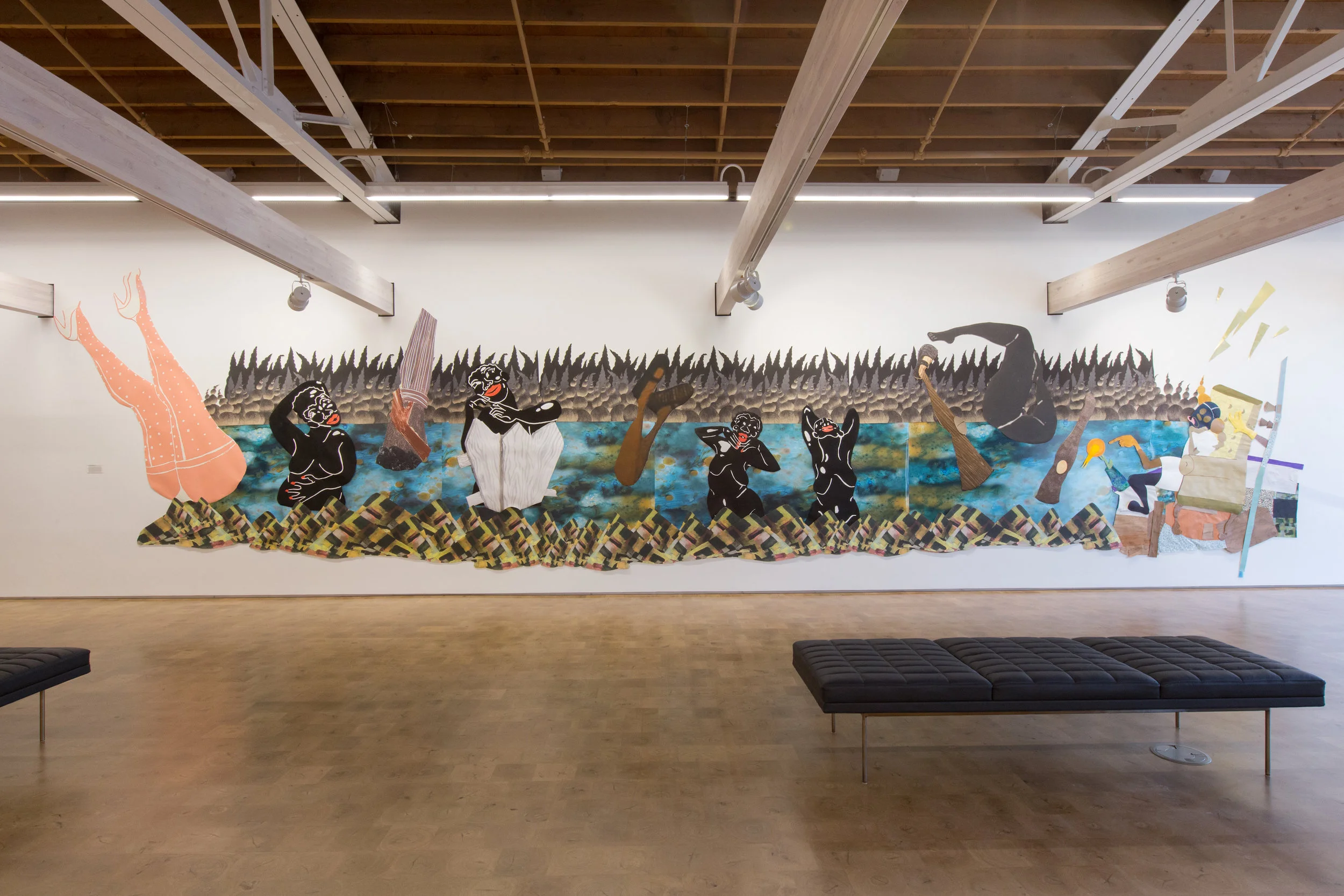 The Pleasure Principle 10 x 40 ft Mixed media collages: Felt silk screen, collage prints, monoprints, digital prints on paper and canvas 2017