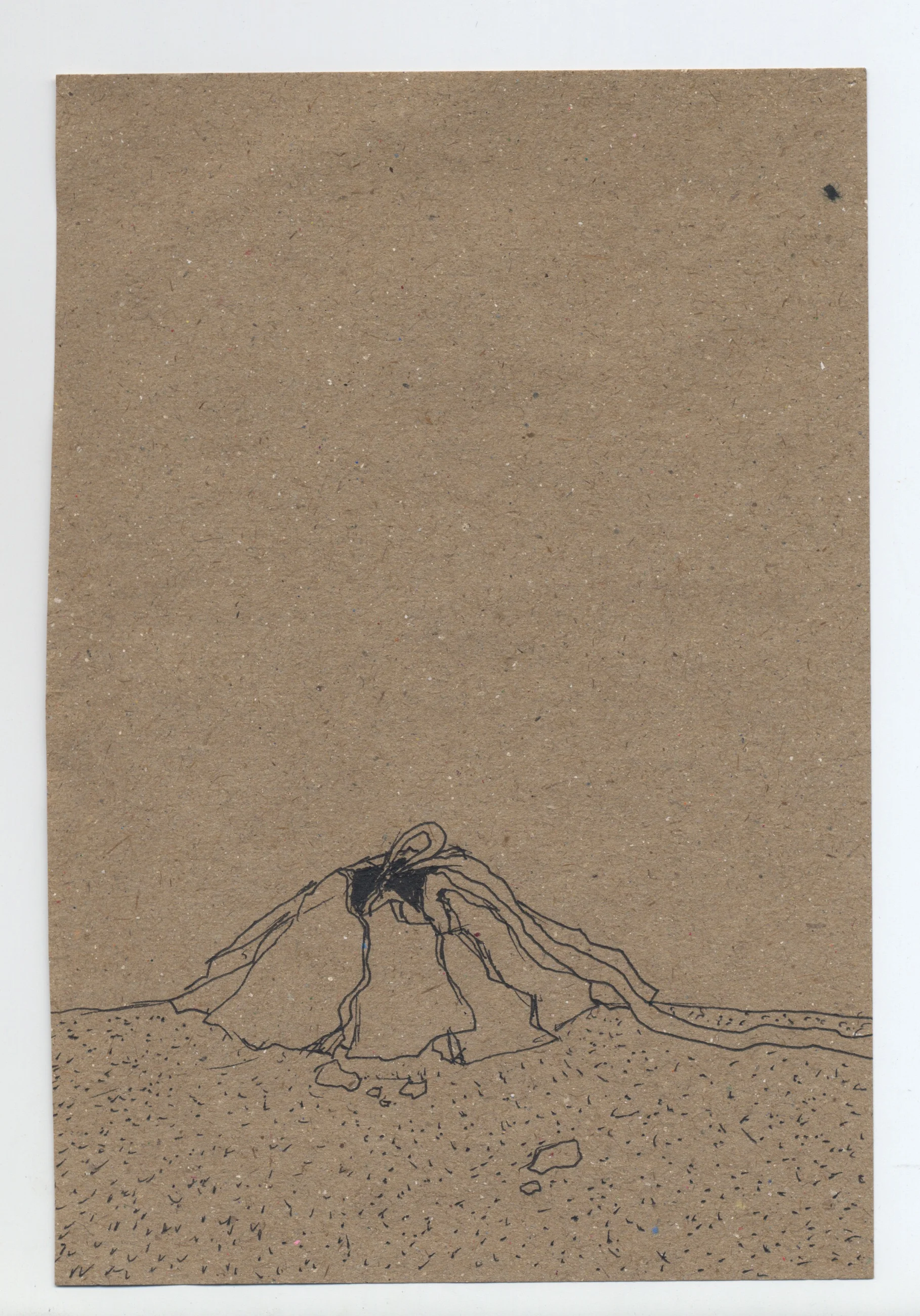 and the ribbon ran away with the balloon pen & ink on kraft paper 2009