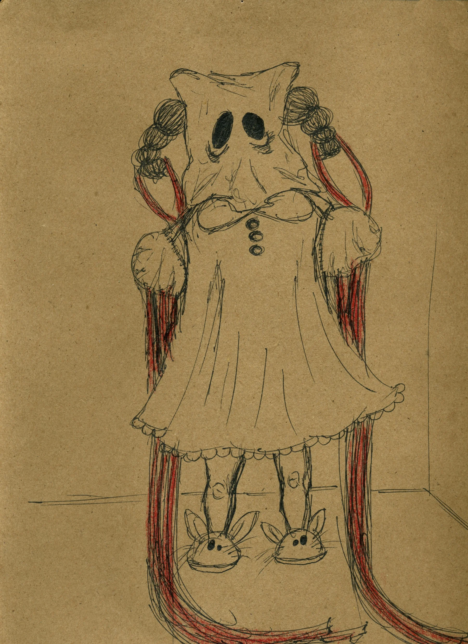 sleepwalker pen & ink on kraft paper 2009