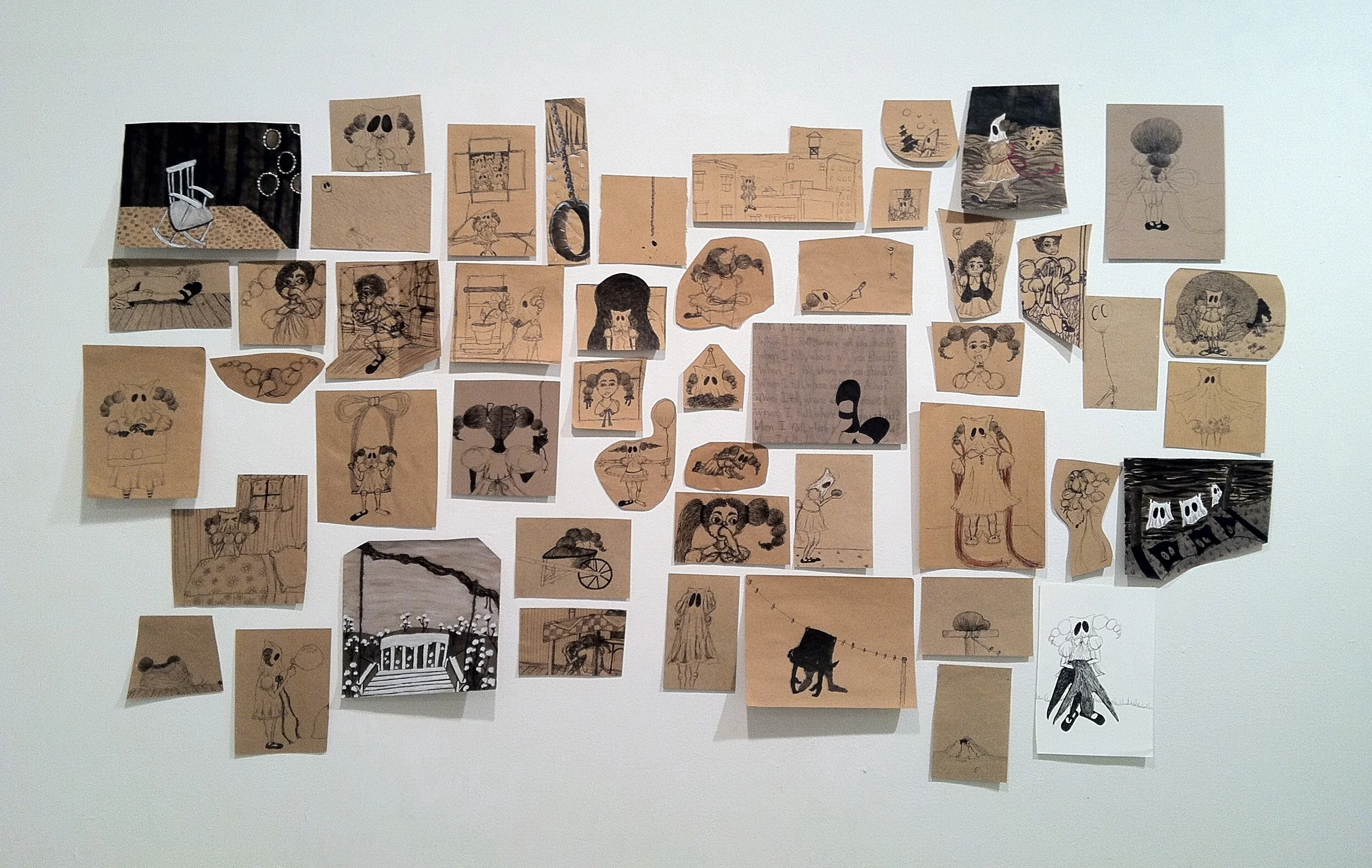 playing in the dark pen & ink on kraft paper 2013