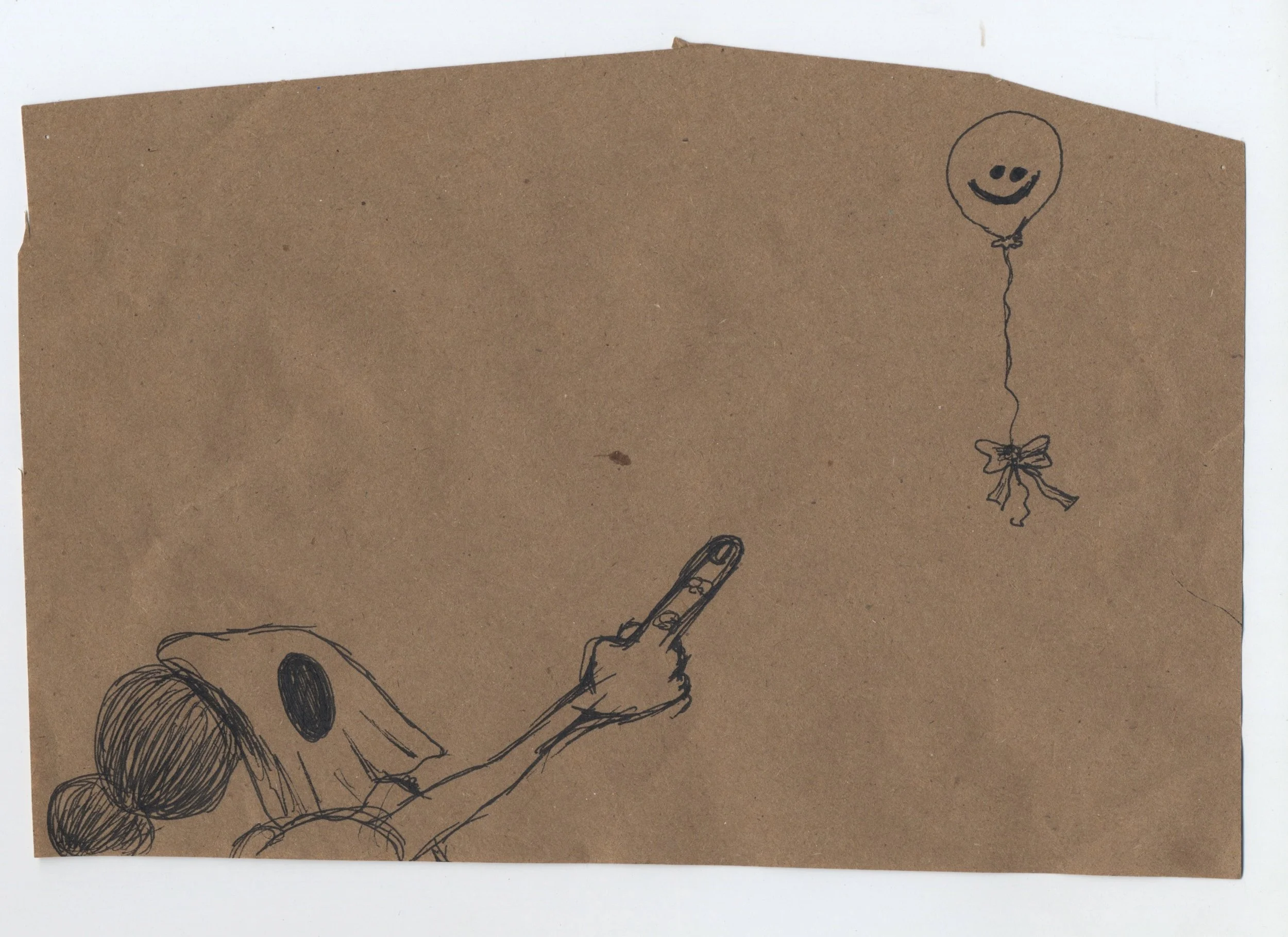 red balloon pen & ink on kraft paper 2011