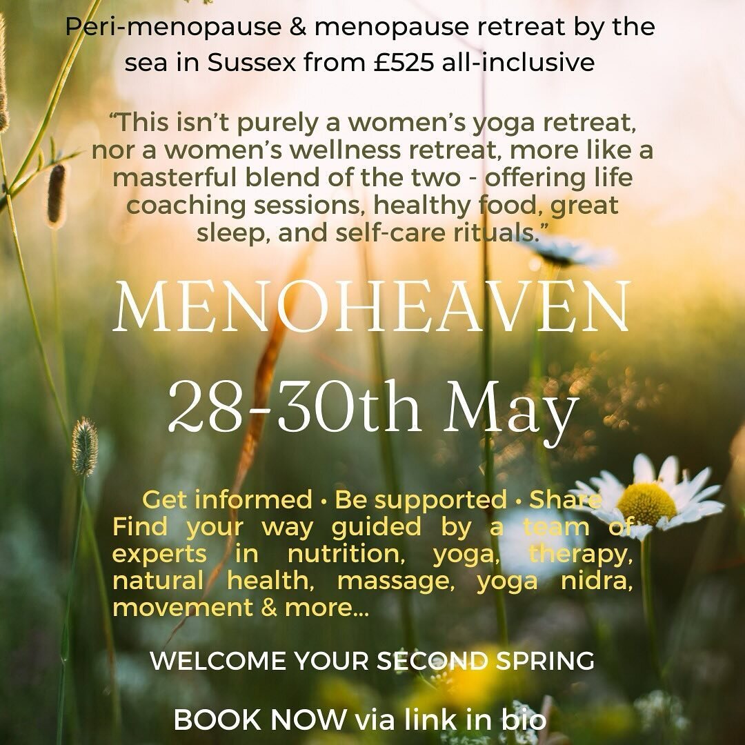 Our next peri-menopause and menopause Menoheaven retreat @florencehouse is 28-30th May. 
We will be joined by @greencuisinetrust for organic, hormone balancing, revitalising &amp; delicious meals, @the_menopause_homeopath for deep dive in to naturopa