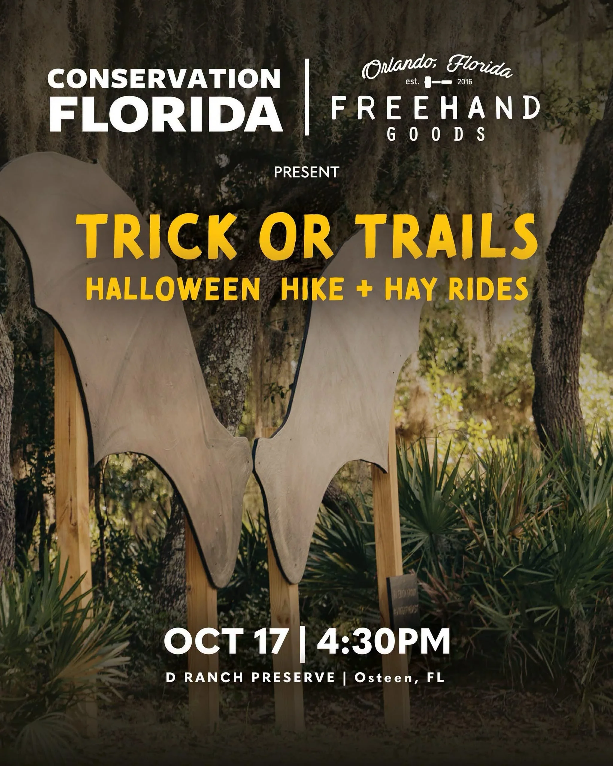 It&rsquo;s officially 𝙨𝙥𝙤𝙤𝙠𝙮 𝙨𝙚𝙖𝙨𝙤𝙣 at D Ranch Preserve, and you&rsquo;re invited to the first-ever Trick or Trails with our friends from @freehandgoods! 👻

📆 𝗦𝗮𝘁𝘂𝗿𝗱𝗮𝘆, 𝗢𝗰𝘁𝗼𝗯𝗲𝗿 𝟭𝟳 | 𝟰:𝟯𝟬 - 𝟳:𝟯𝟬 𝗣𝗠
📍 𝗗 𝗥𝗮𝗻𝗰