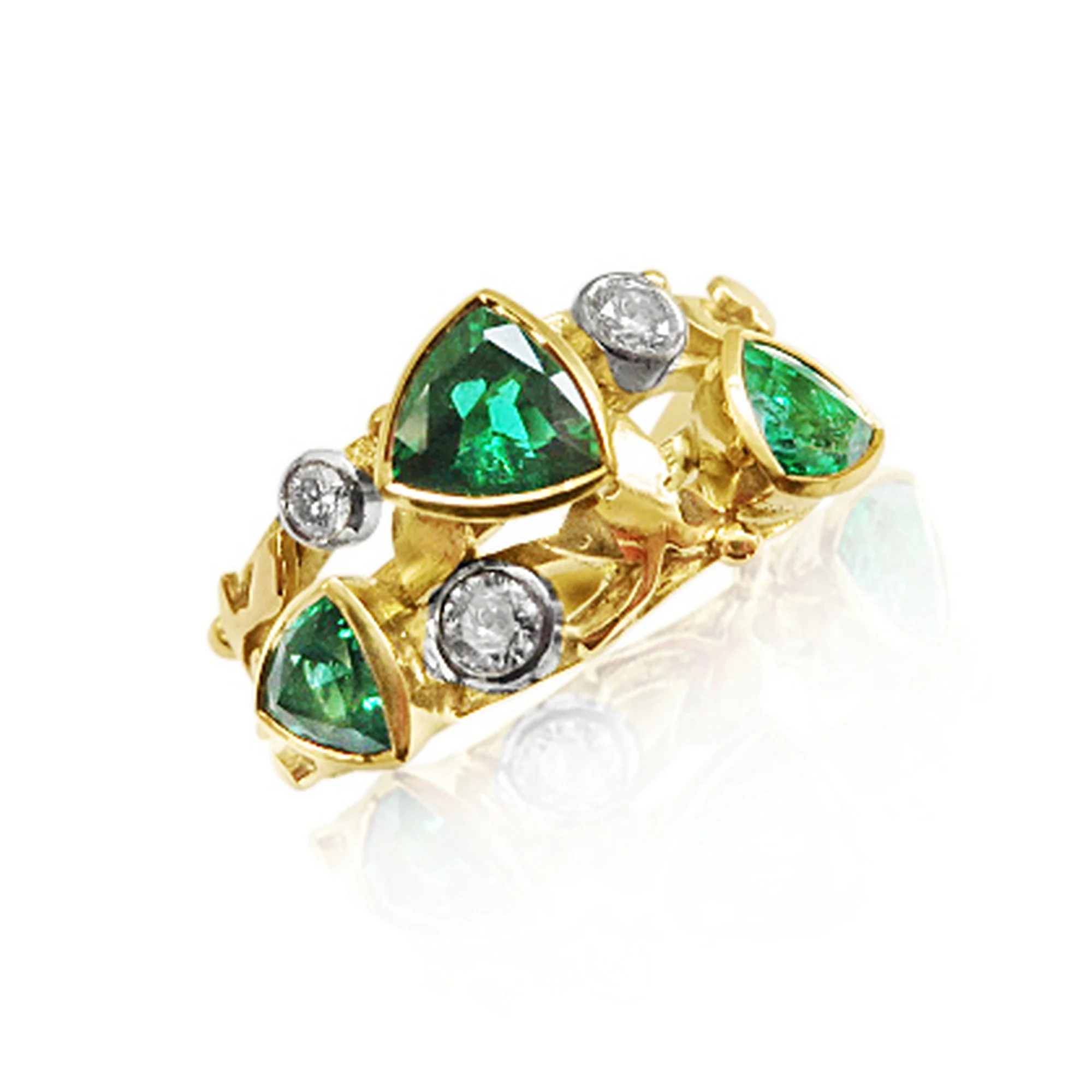The most amazing Emeralds sourced for this design, with D colour vvs diamonds throughout, this was breathtaking and greatly received as a surprise gift from the lady's husband, lucky lady