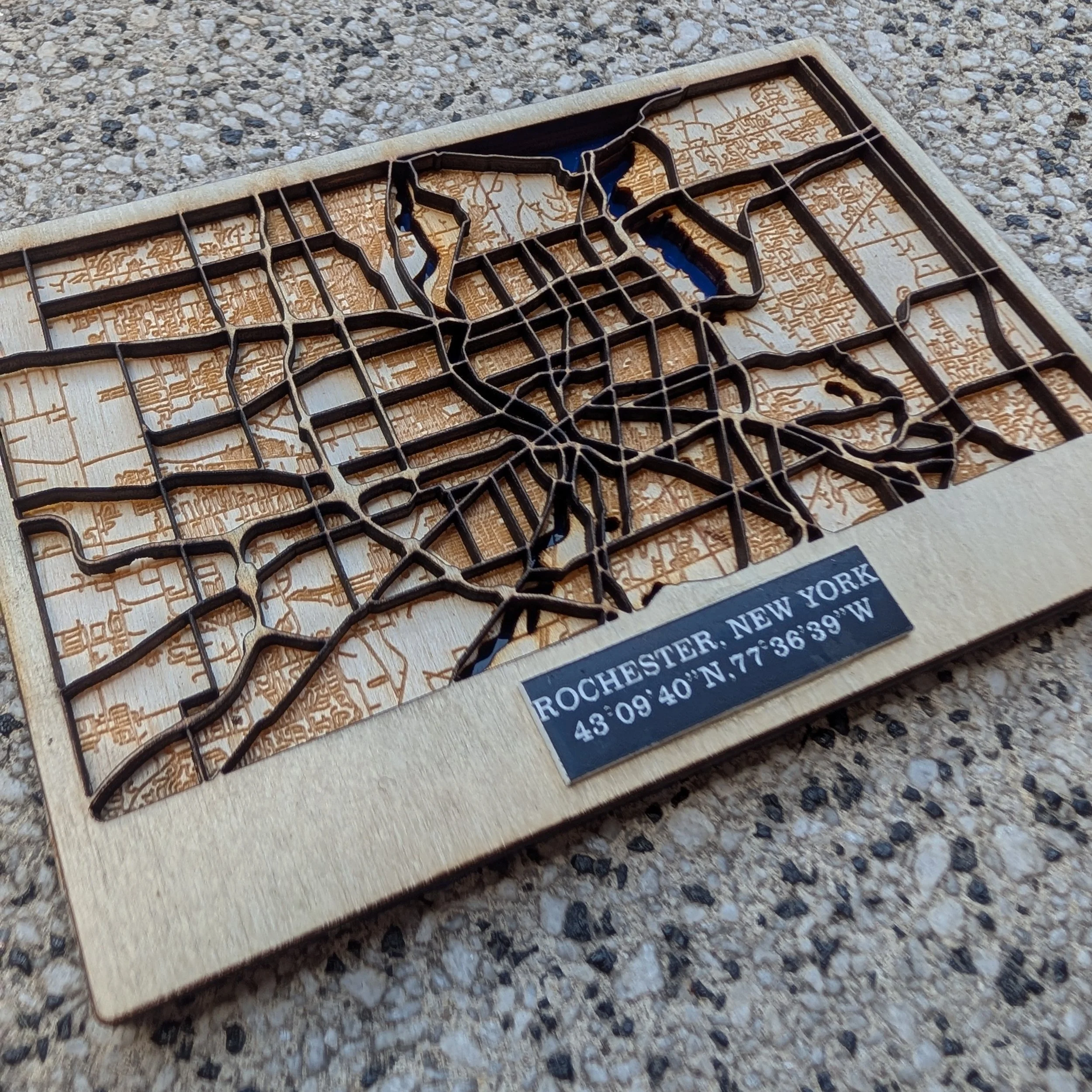 Mini Wood Map of Rochester, NY