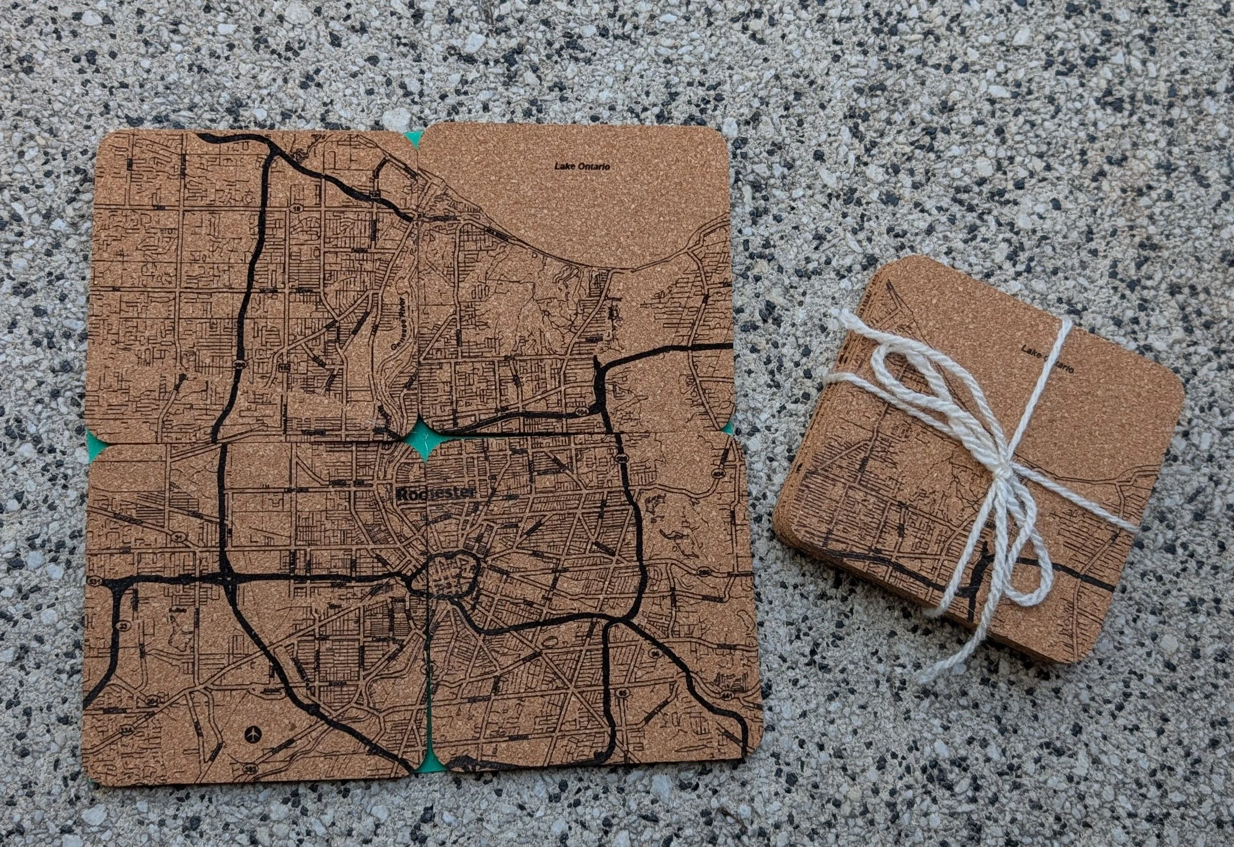 Rochester, NY Map Coaster Set