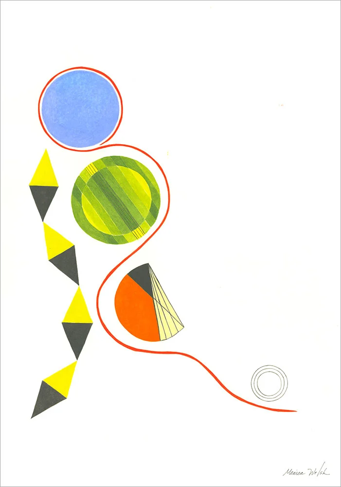 Circles with Diamonds and Red Line