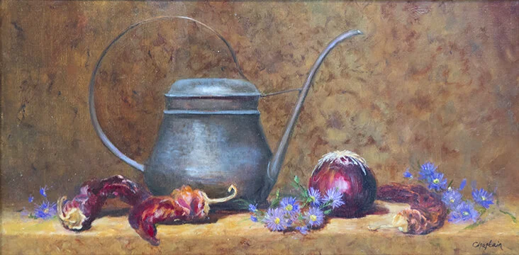 New Mexico Still Life, Peppers and Asters