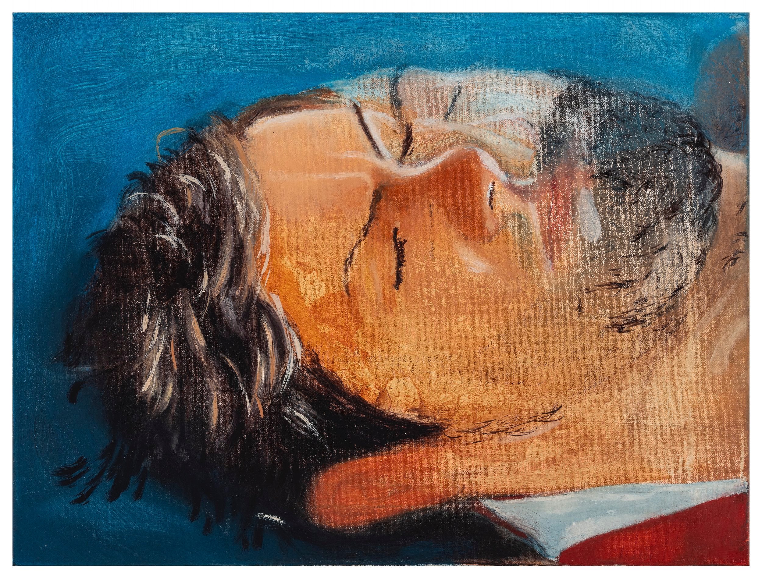 Me & River 1 (Transforming into River Phoenix from My Own Private Idaho), 2023 Oil on linen 12 x 16 inches