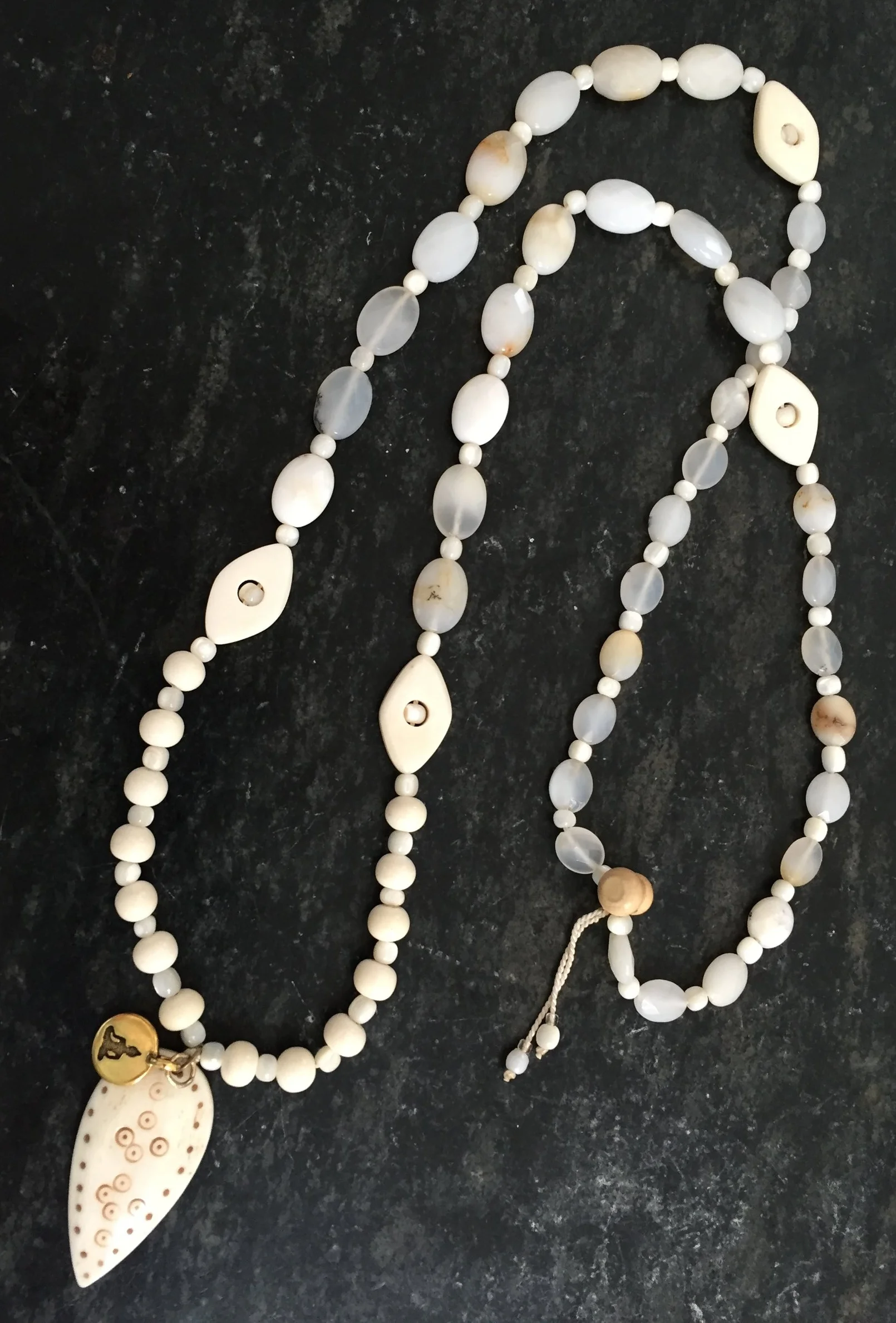 Ivory toned mala necklace