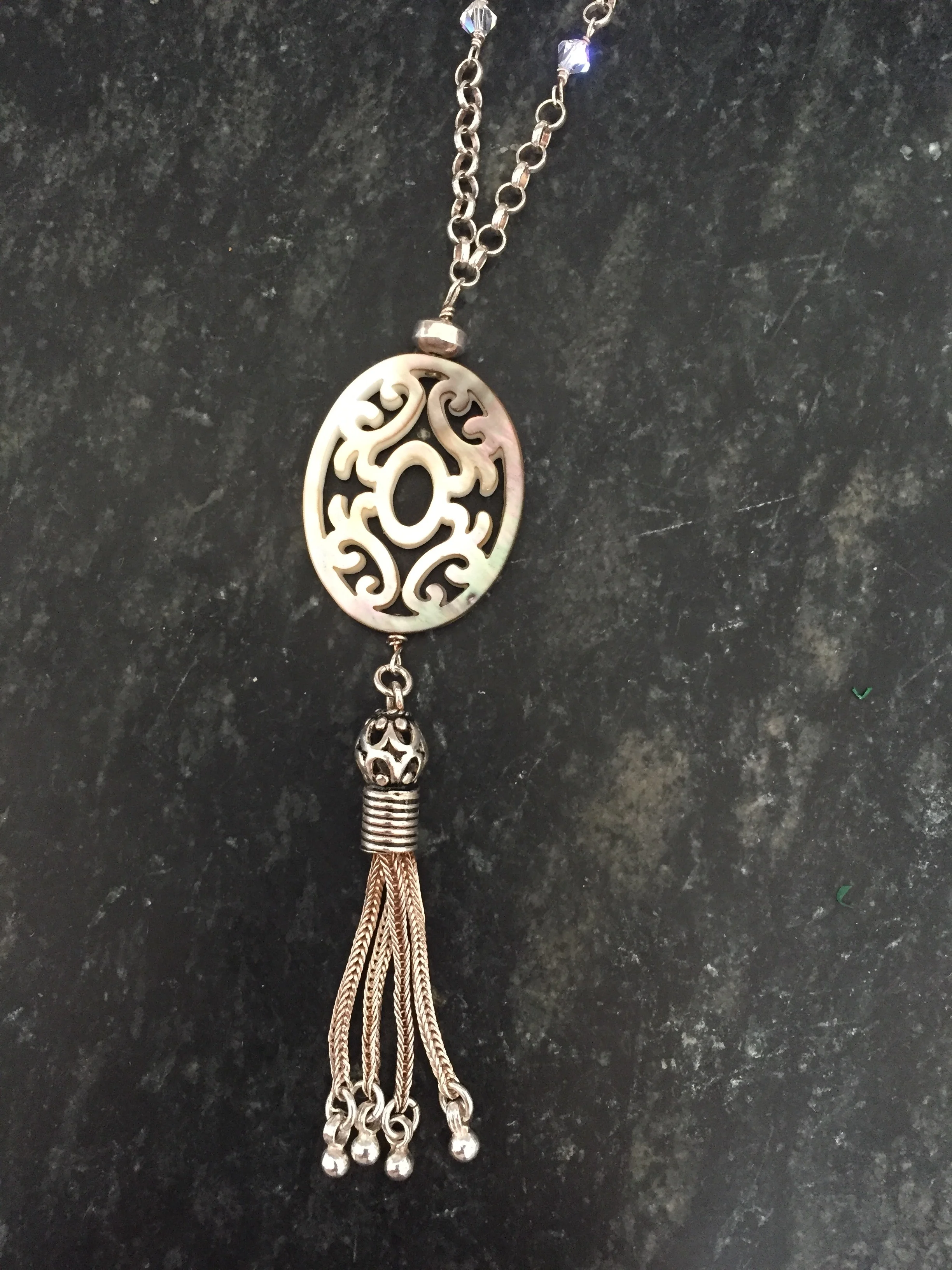 Mother of Pearl Coin with Tassel