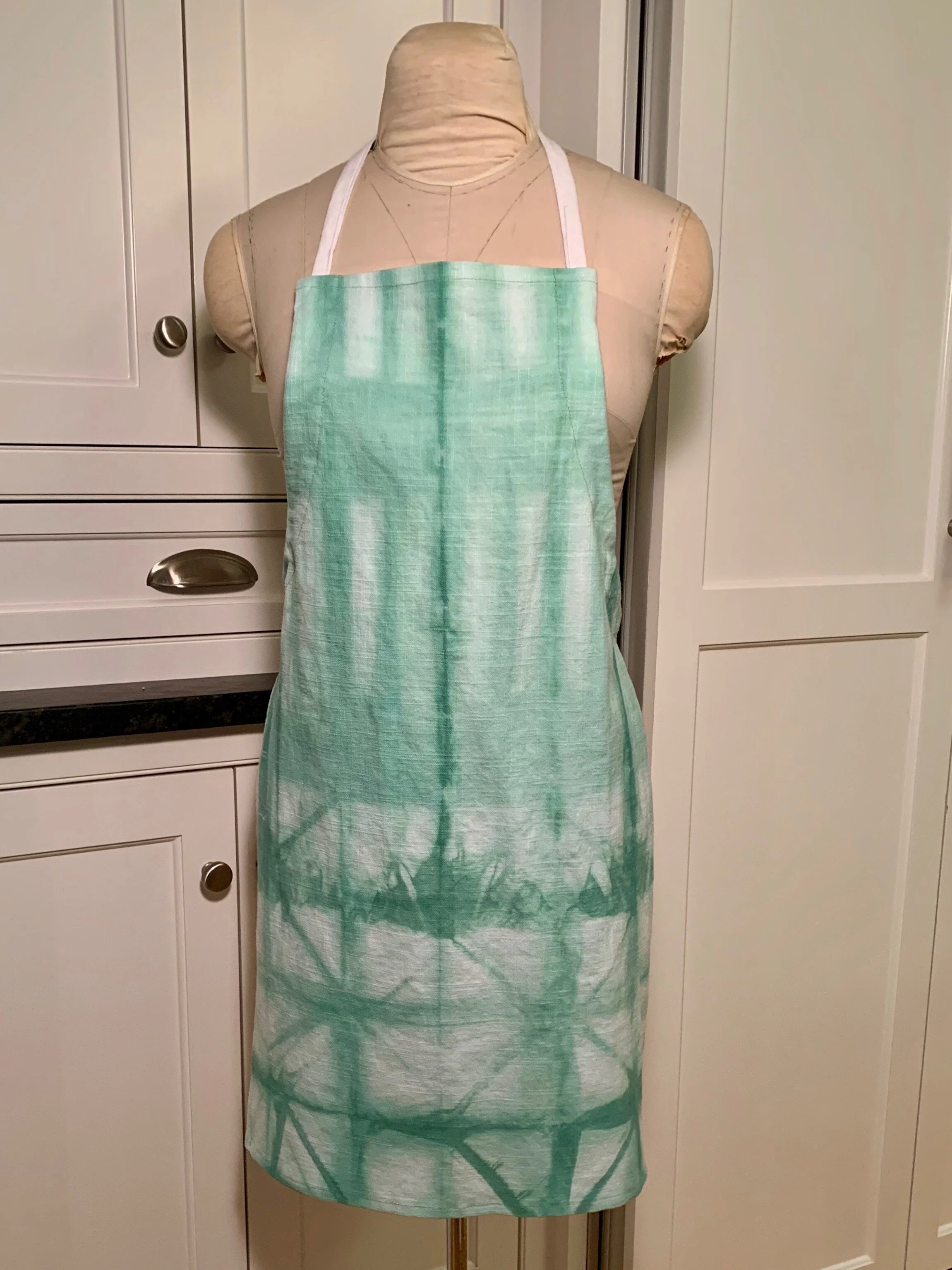 Womens Apron Shibori Sea Green