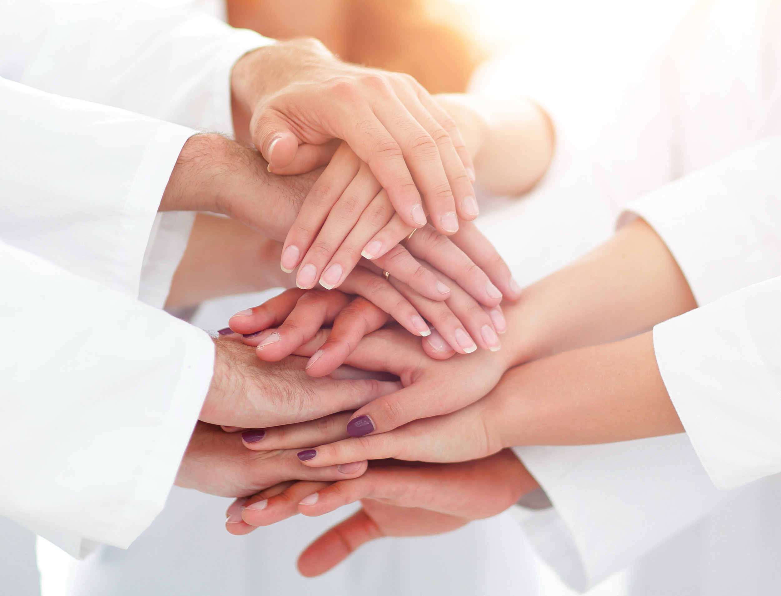 close-up of the medical team shows its unity