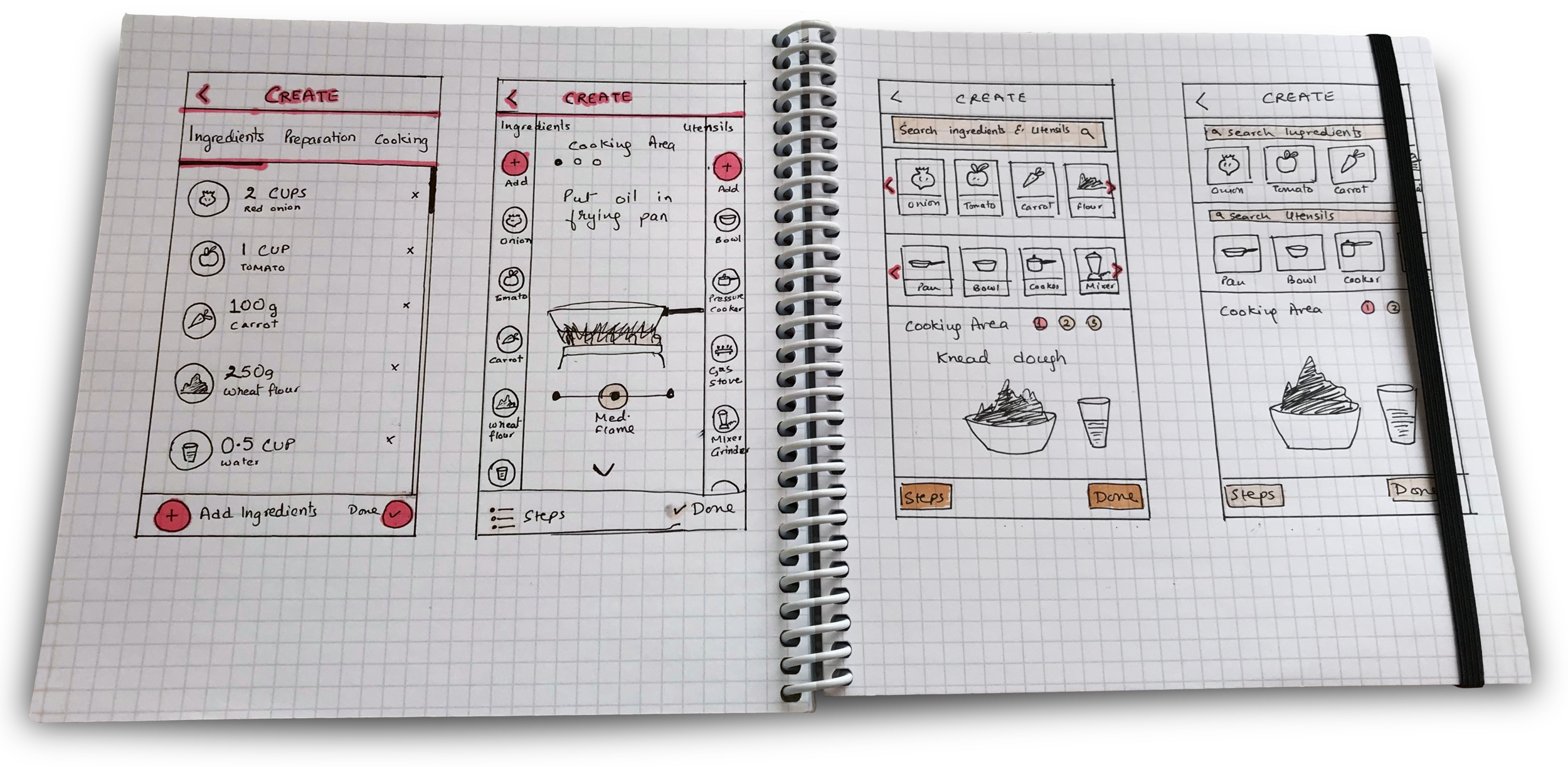 UI sketch ideas for Create Screen
