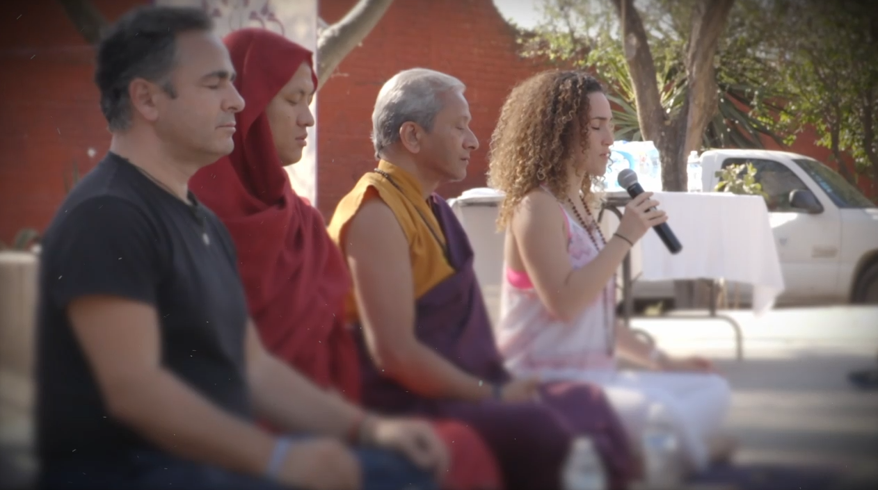 World Happiness Fest 2017, San Miguel de Allende. Luis Gallardo, Khedrup Rinpoche, Saamdu Chetri and Ileana Ponce.