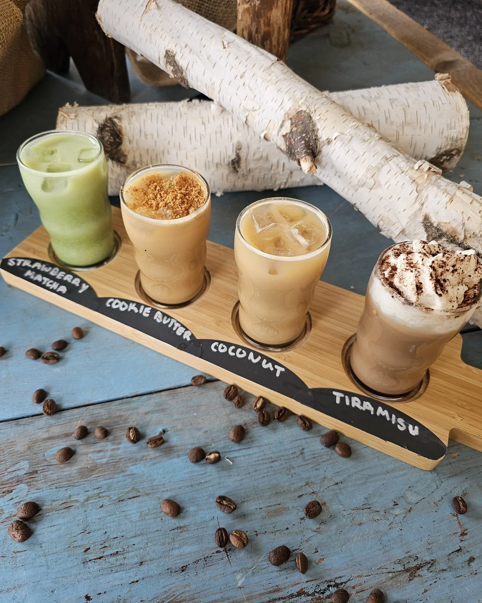 The moment you've all been waiting for..NEW coffee flight flavors! 🤩🤎☕️✈️

🍓Strawberry Matcha
🍪Cookie Butter Latte
🥥Coconut Latte
🍮Tiramisu Latte

Restaurant &amp; Orley&rsquo;s Market open tomorrow at 7am!