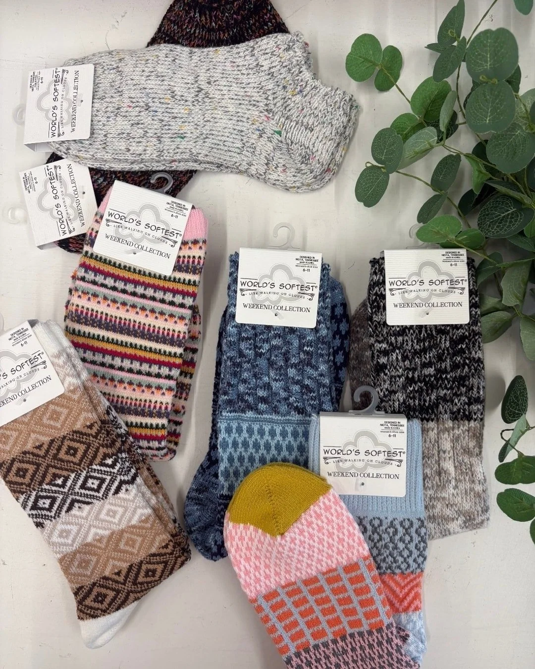 Your new favorite socks just landed. 🧦
The name says it all...Worlds. Softest. Socks. Super soft, cute patterns, all-day comfort! 

Come grab a pair before they&rsquo;re gone!
.
.
.
.
#WorldsSoftestSocks #WeekendCollection #ComfyAndCute #socks #shop