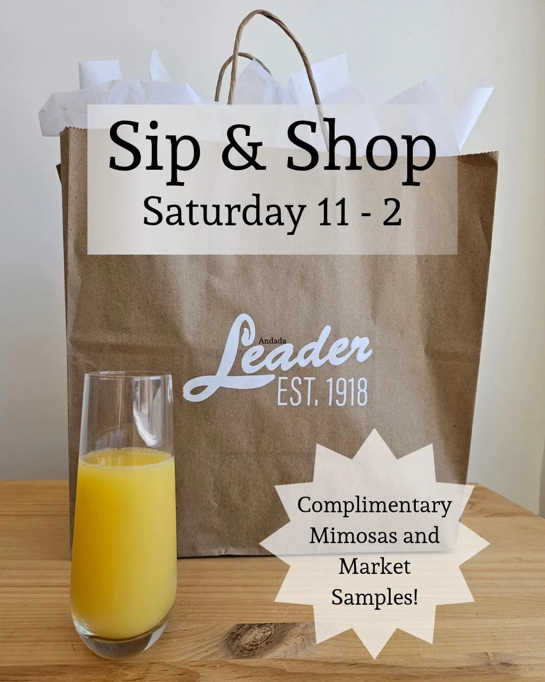 Join us TOMORROW in the retail for our 
🚩LOWEST 🚩 prices of the season &amp; enjoy a complimentary mimosa from 11 - 2. 🥂 ✨ 

Plus, shop our N E W  Fall Arrivals 🍁 
.
.
.
.
#mnsmallbiz #mnshopsmall #leader1918 #mnboutique #boutique #mnlocalbusines