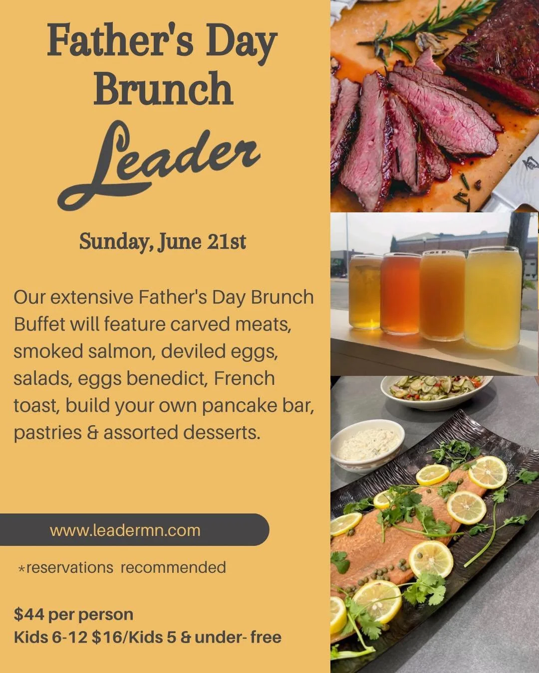 Book your spot for D A D &amp; enjoy our extensive Brunch experience 🌟 🍽️ 
.
.
.
.
#mplsfood #MnEats #leader1918 #mnrestaurants #mnchefs #cambridgemn #mneats #isantimn #dinnerisserved #mplschef #mplsfoodie #getinmybelly #CambridgeIsanti #isantimn