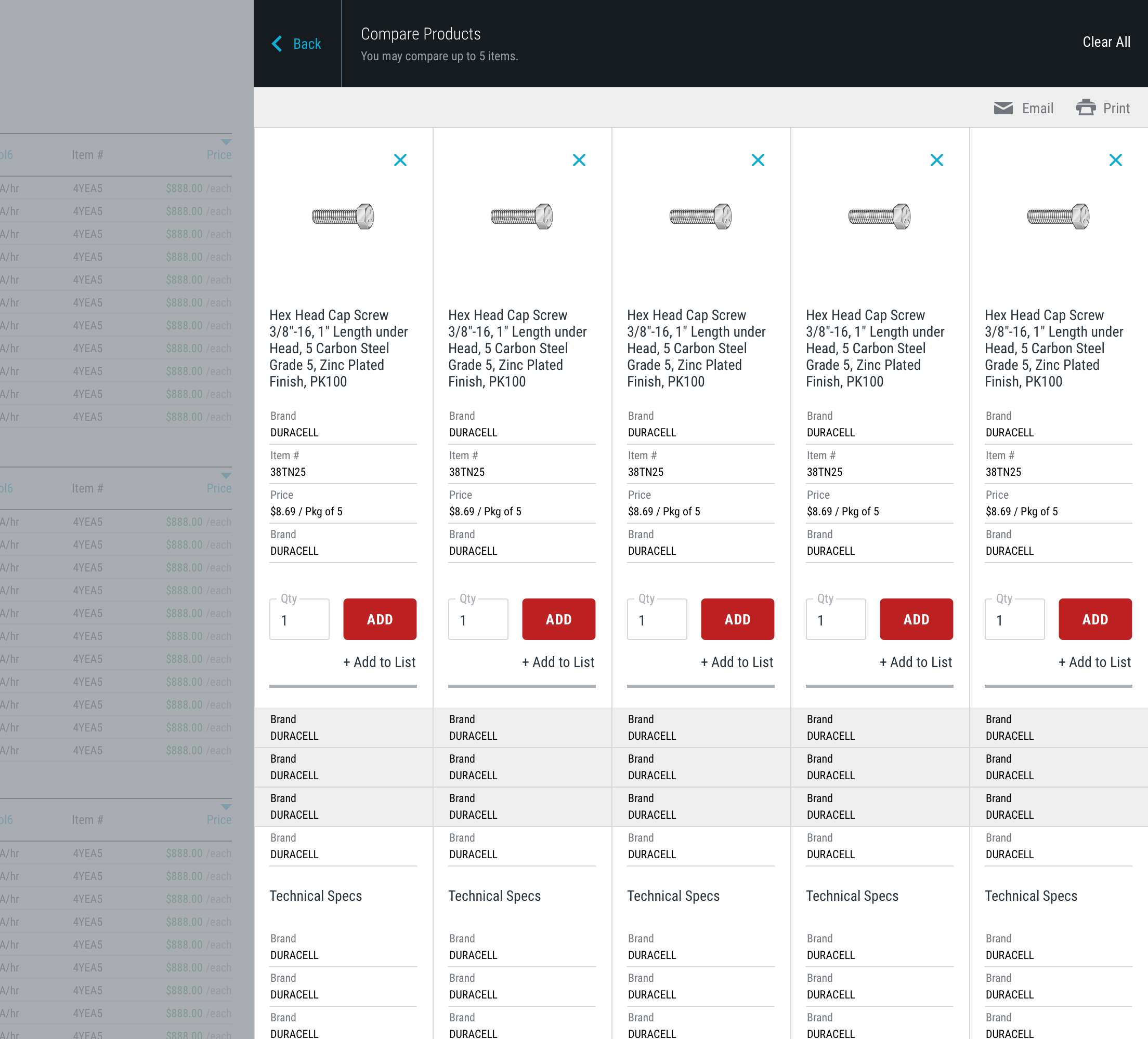 Maximum Number of Items in Compare View