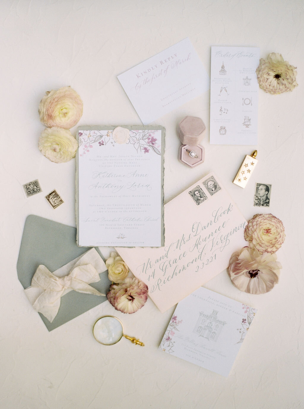 spring wedding invitation shot by Alexandra Elise Photography