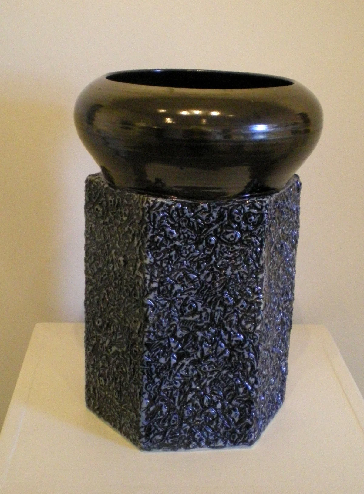 Blue & Black Textured Vase