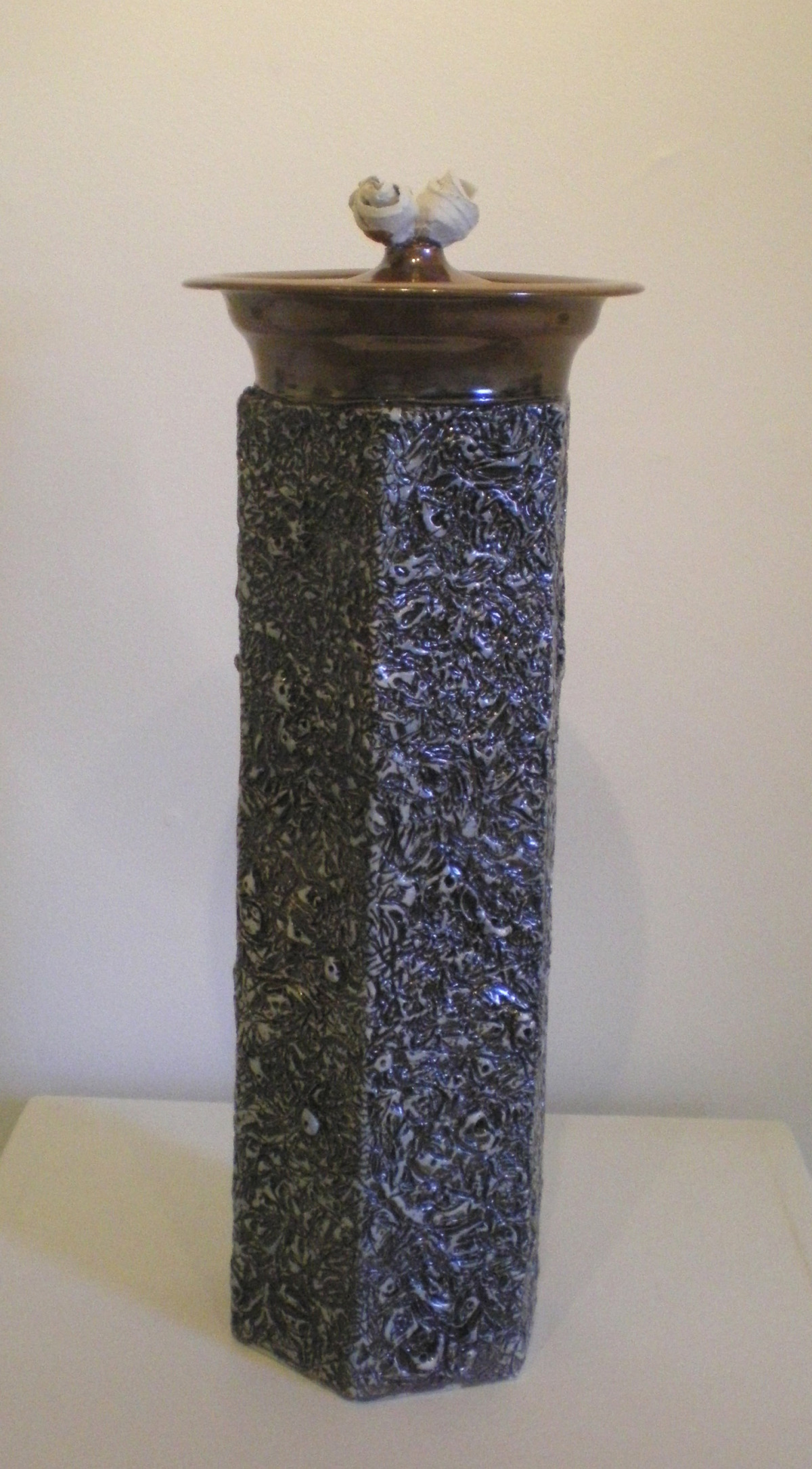 Brown & Blue Covered Jar