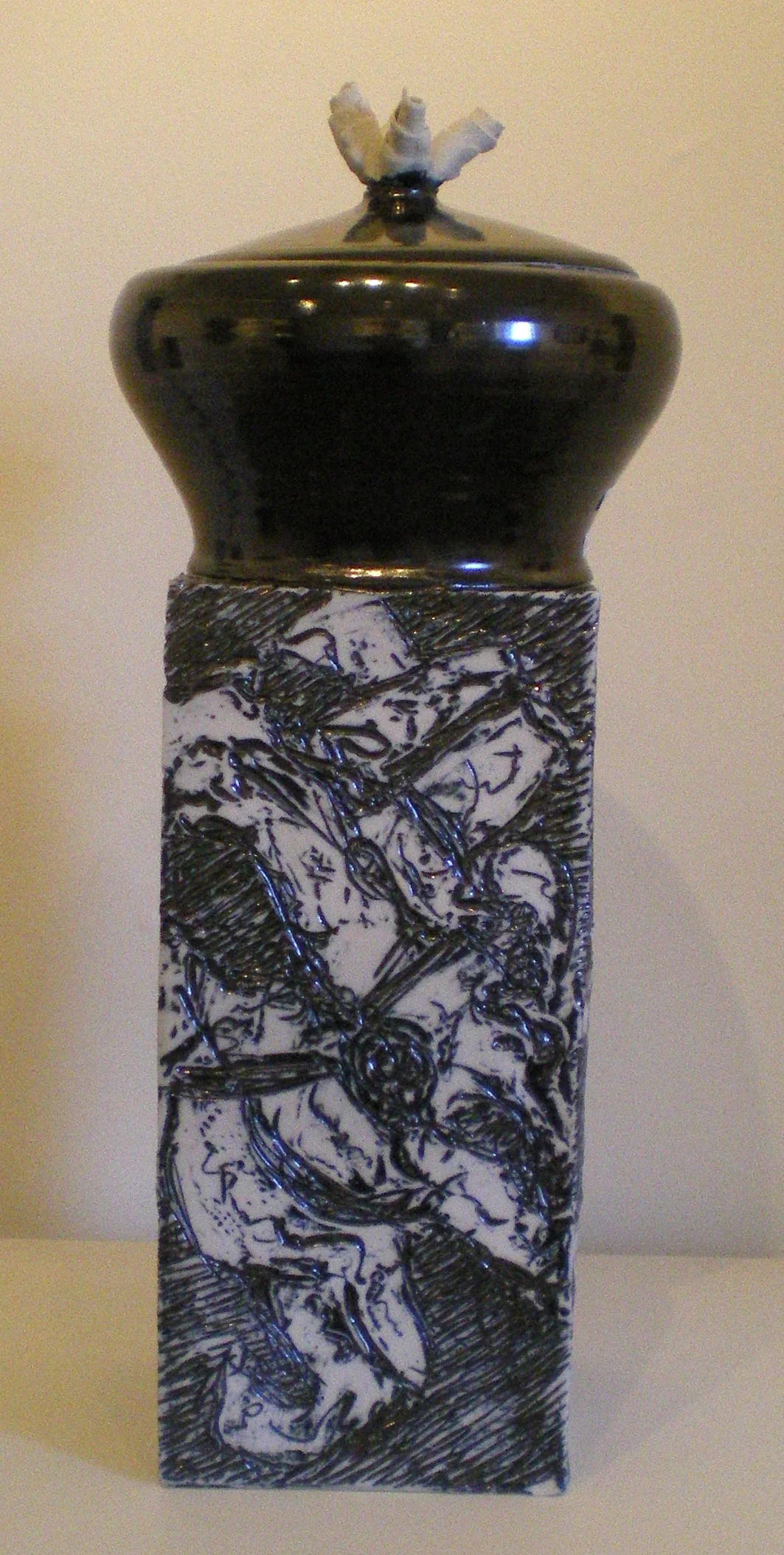 Black & White Covered Jar