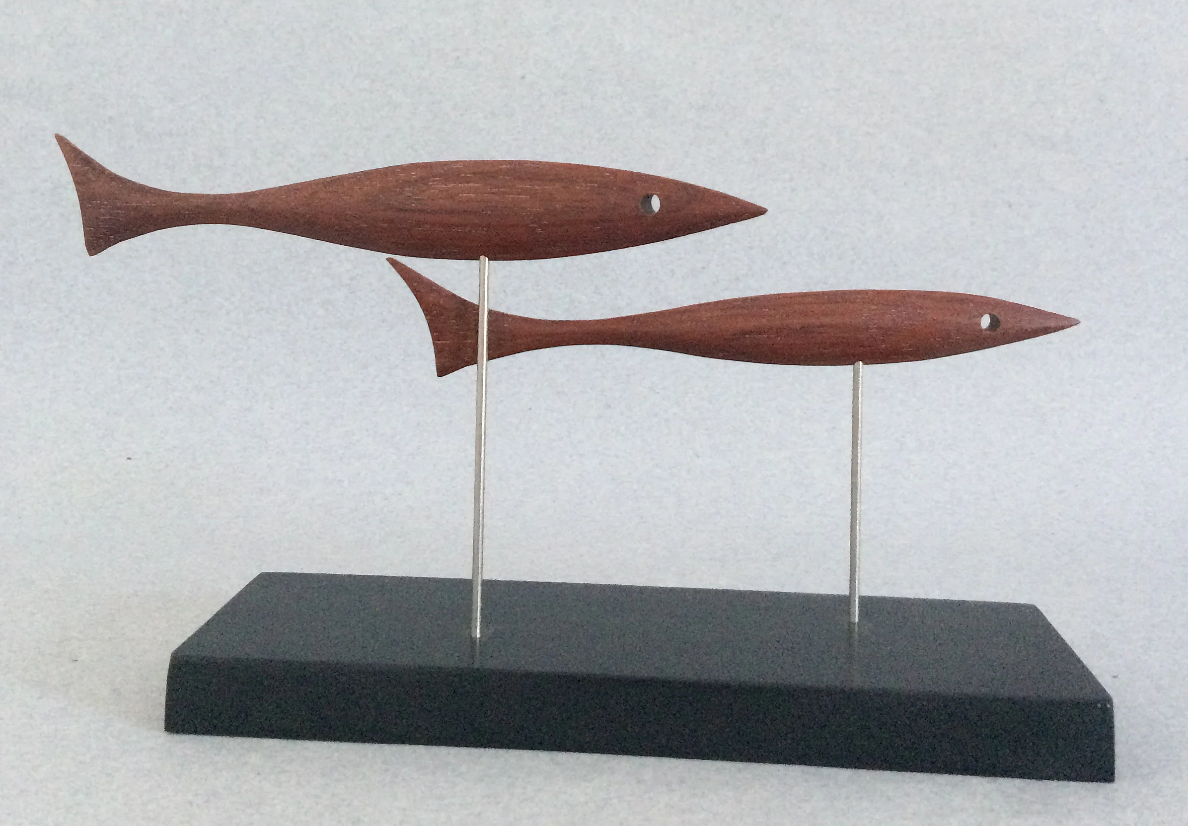 Daryl Richardson Paired Fish, wood and metal sculpture