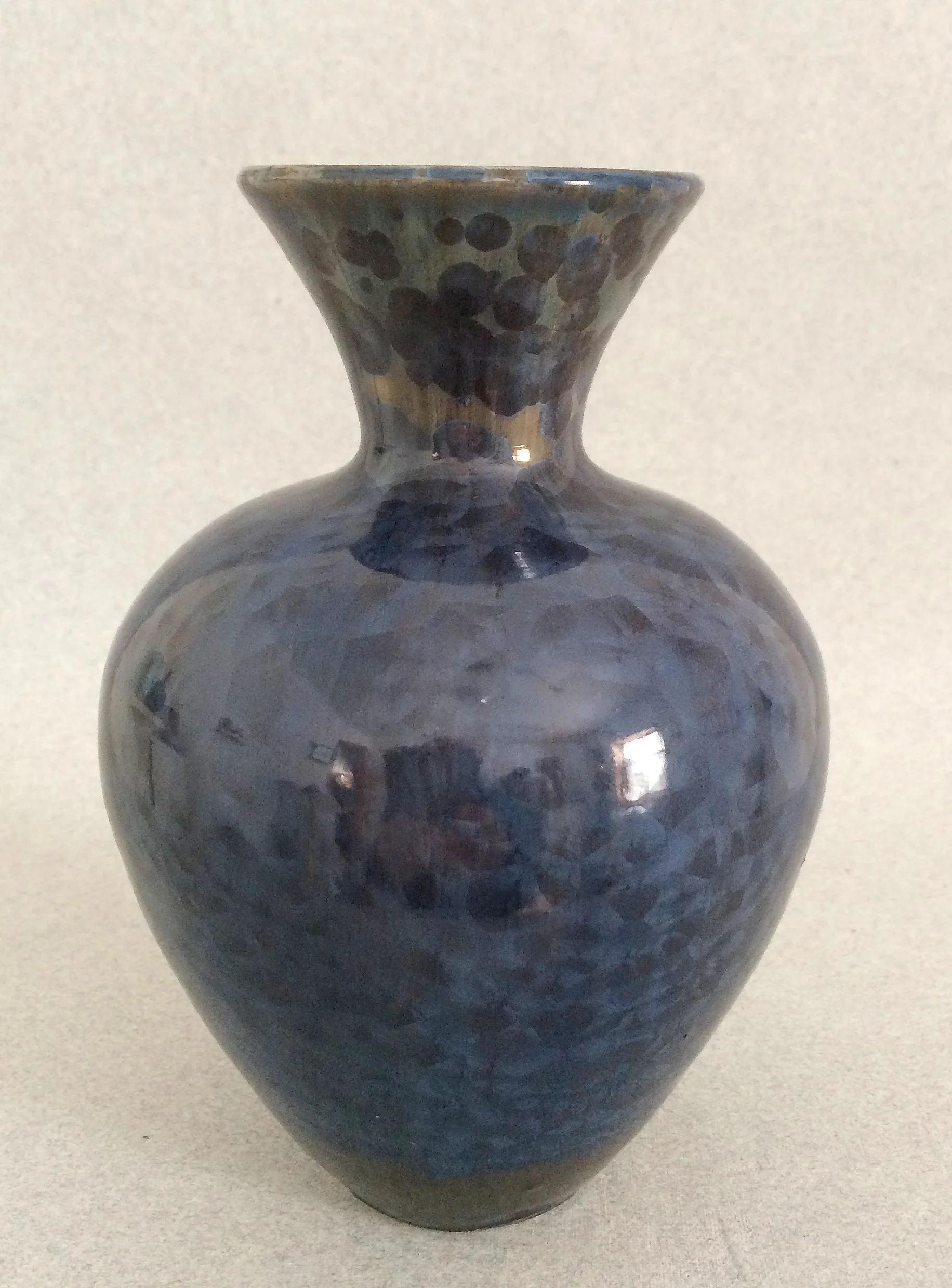 Gail Carlson blue green crystalline vase